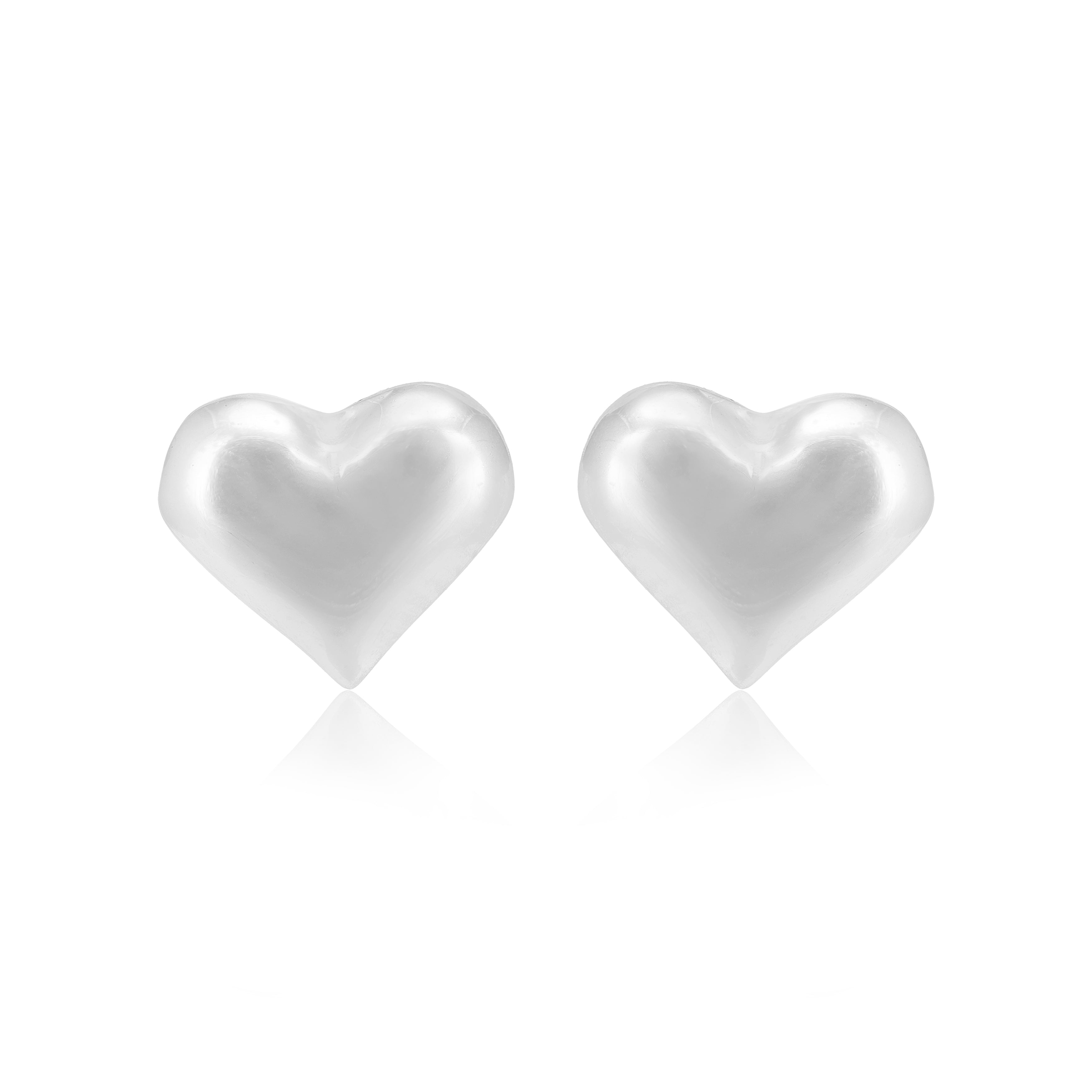 Minimalist Heart 925 Rhodium Plated Studs