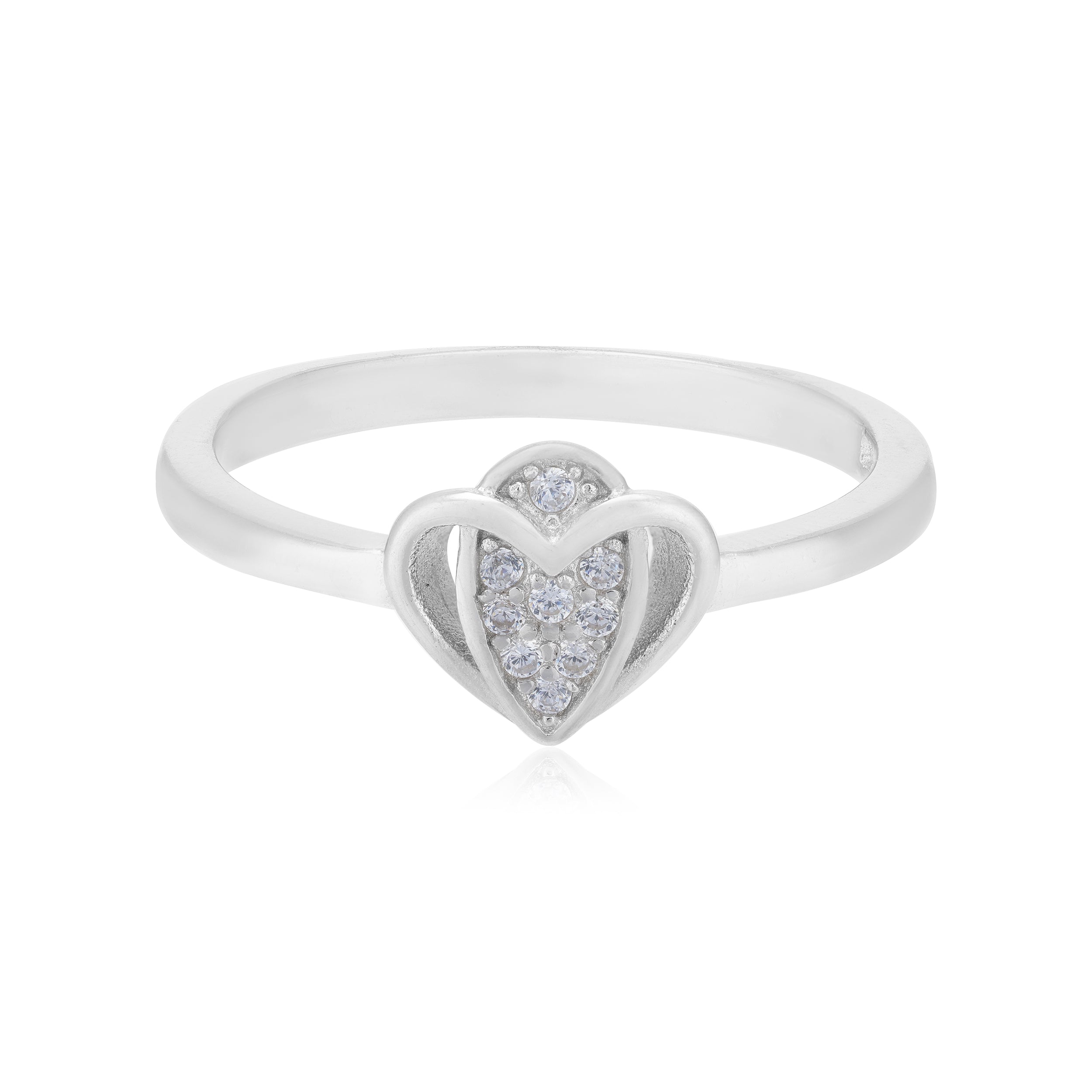 Minimalist Rhodium Plated Drop Stoned Ring