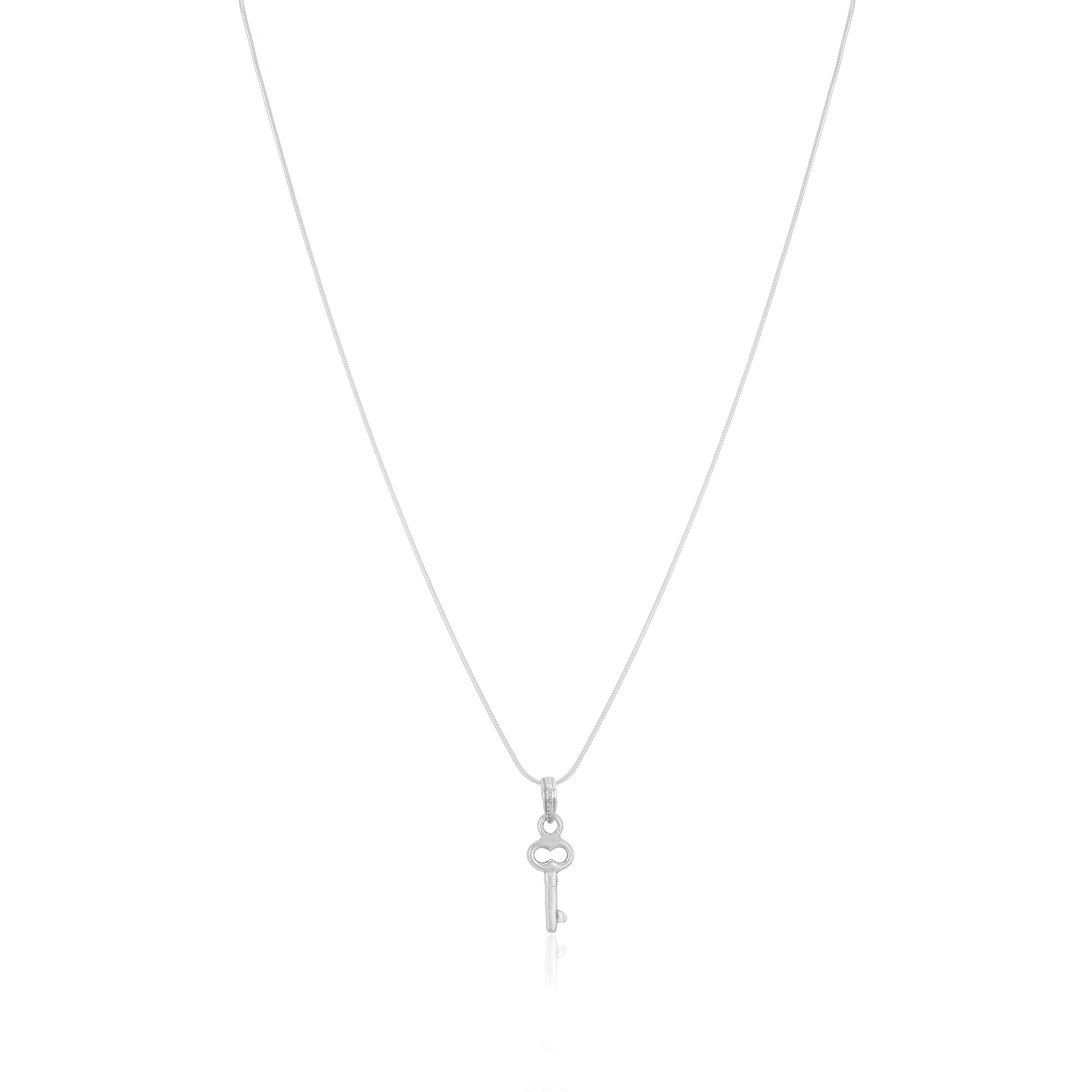 Minimalist Rhodium Plated Solitary Key Chain Pendants