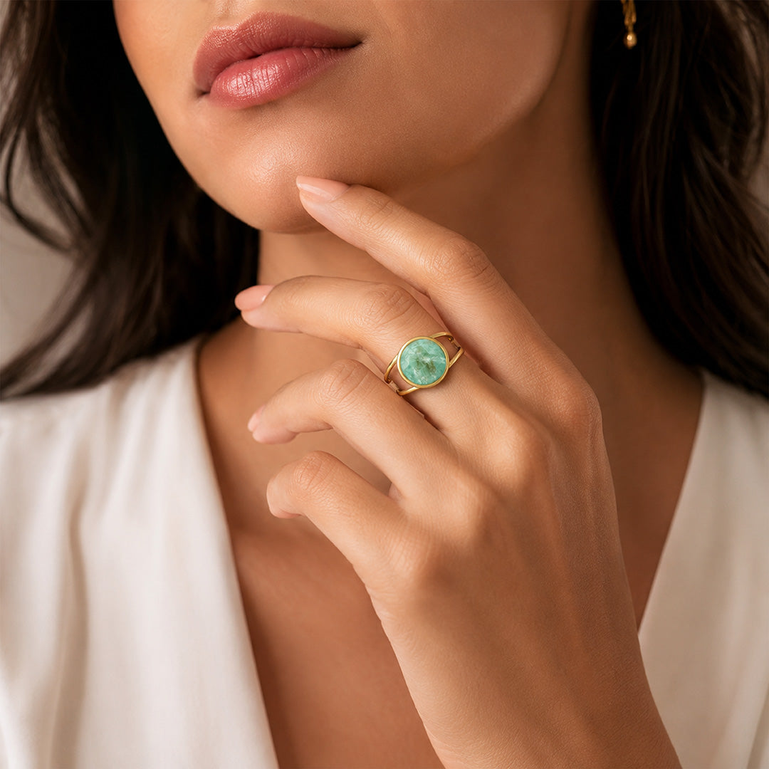 Mint Crystal Halo 925 Sterling Silver Statement Ring