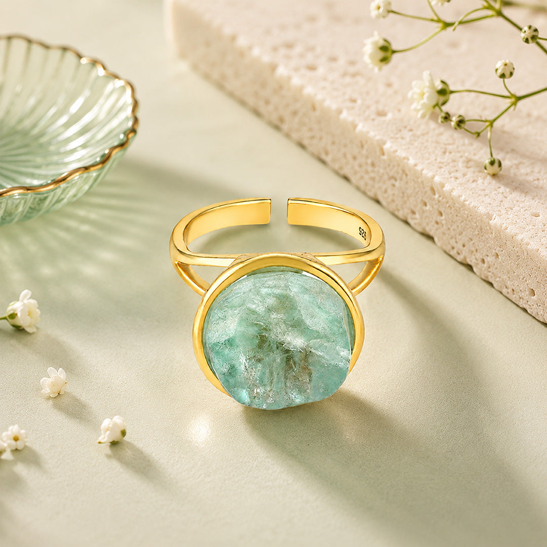 Mint Crystal Halo 925 Sterling Silver Statement Ring