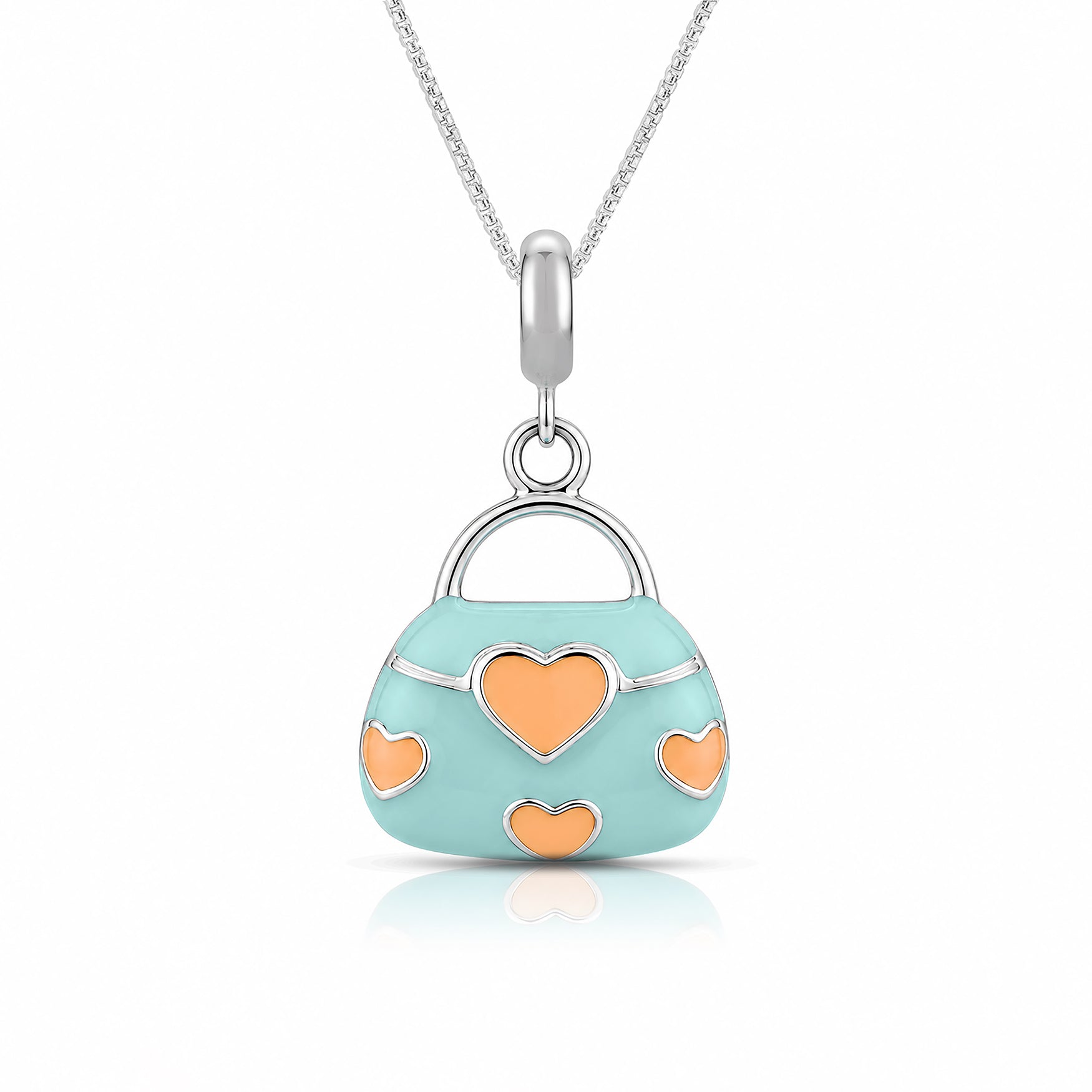 Mint Heart 925 Sterling Silver Handbag Charm Pendant
