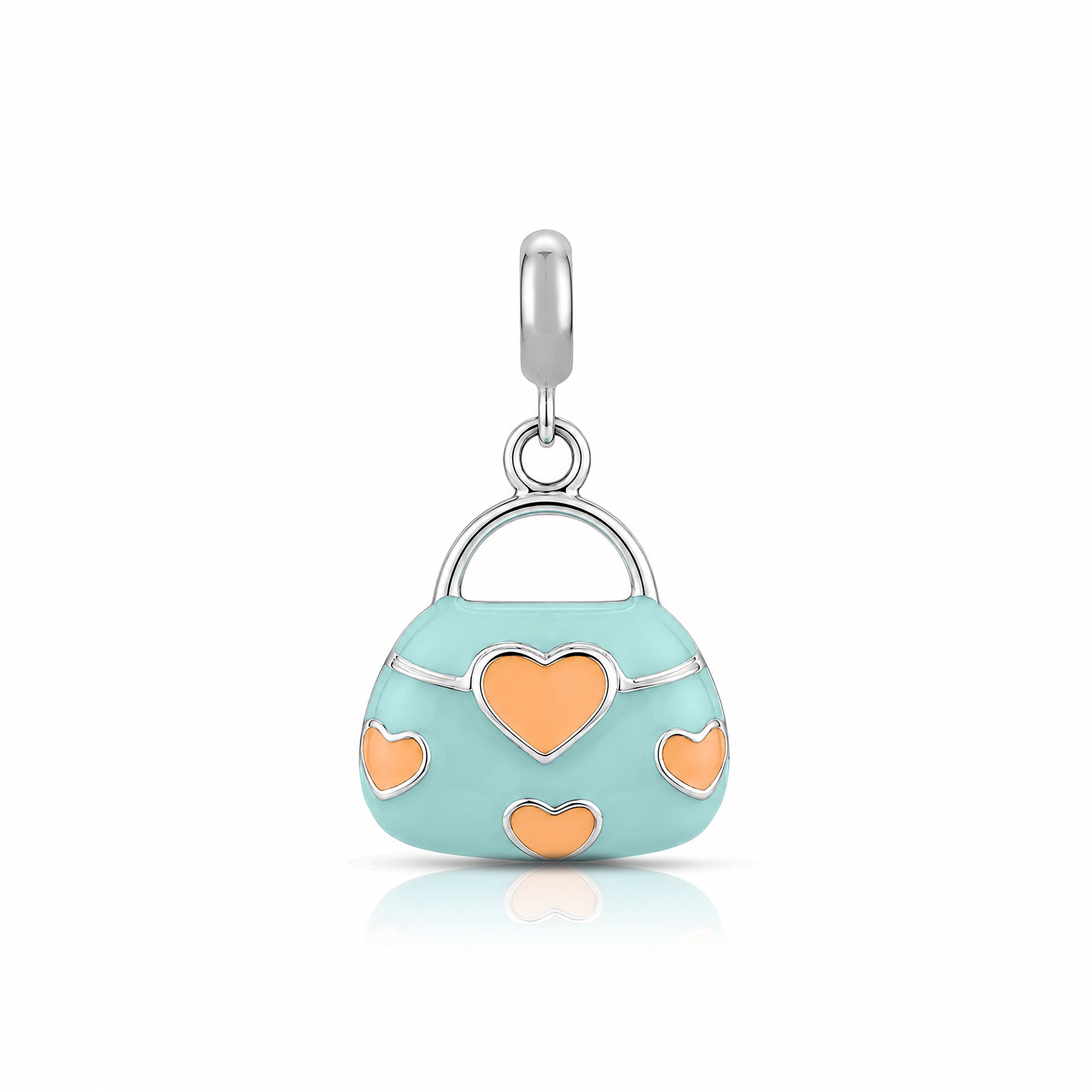 Mint Heart 925 Sterling Silver Handbag Charm Pendant
