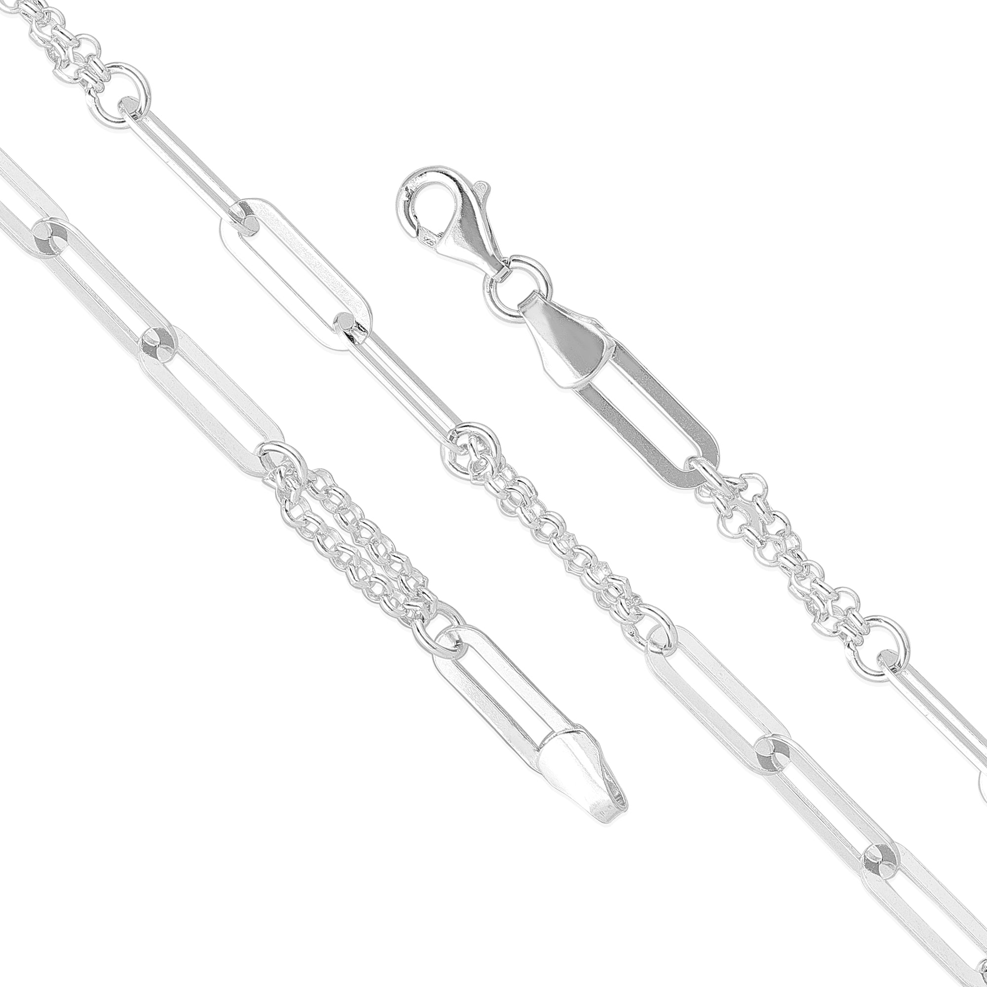 Modern Alternating Link Style 925 Sterling Silver Bracelet for Men