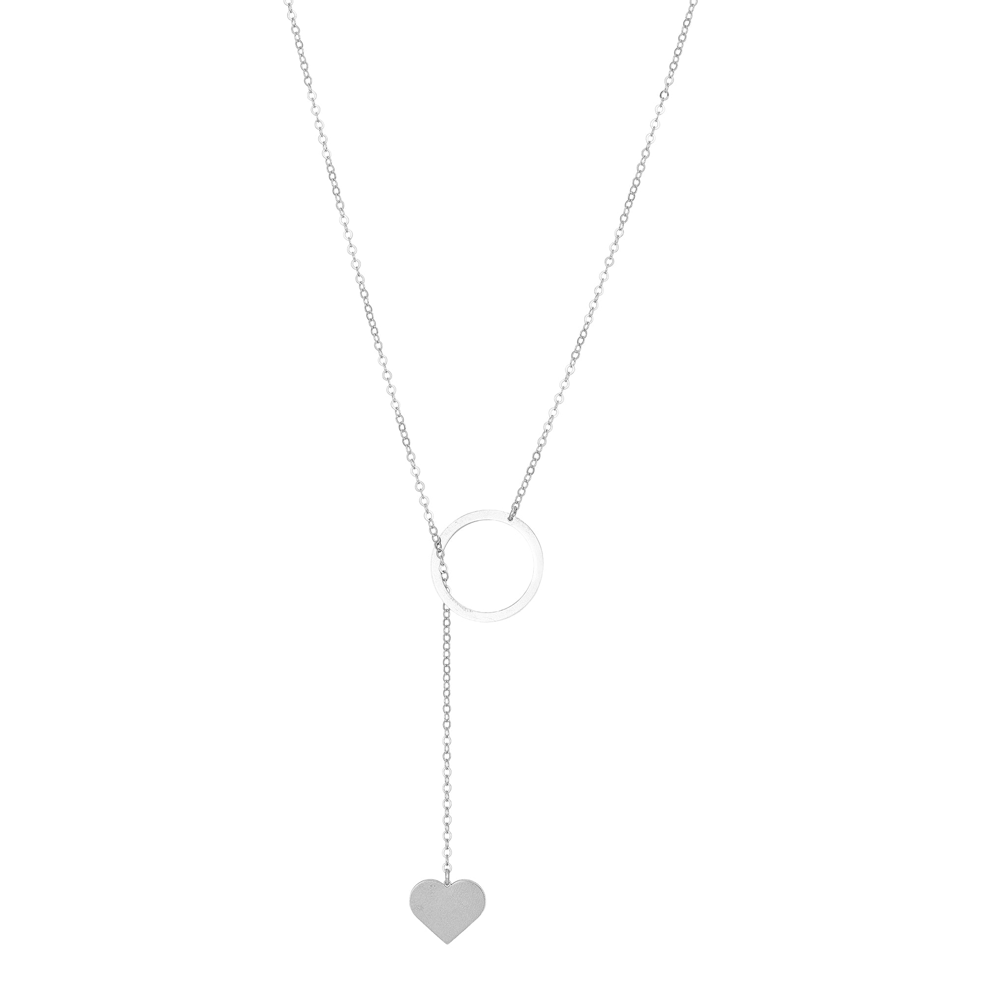 Modern Lariat Heart Drop 925 Sterling Silver Chain Pendant for women