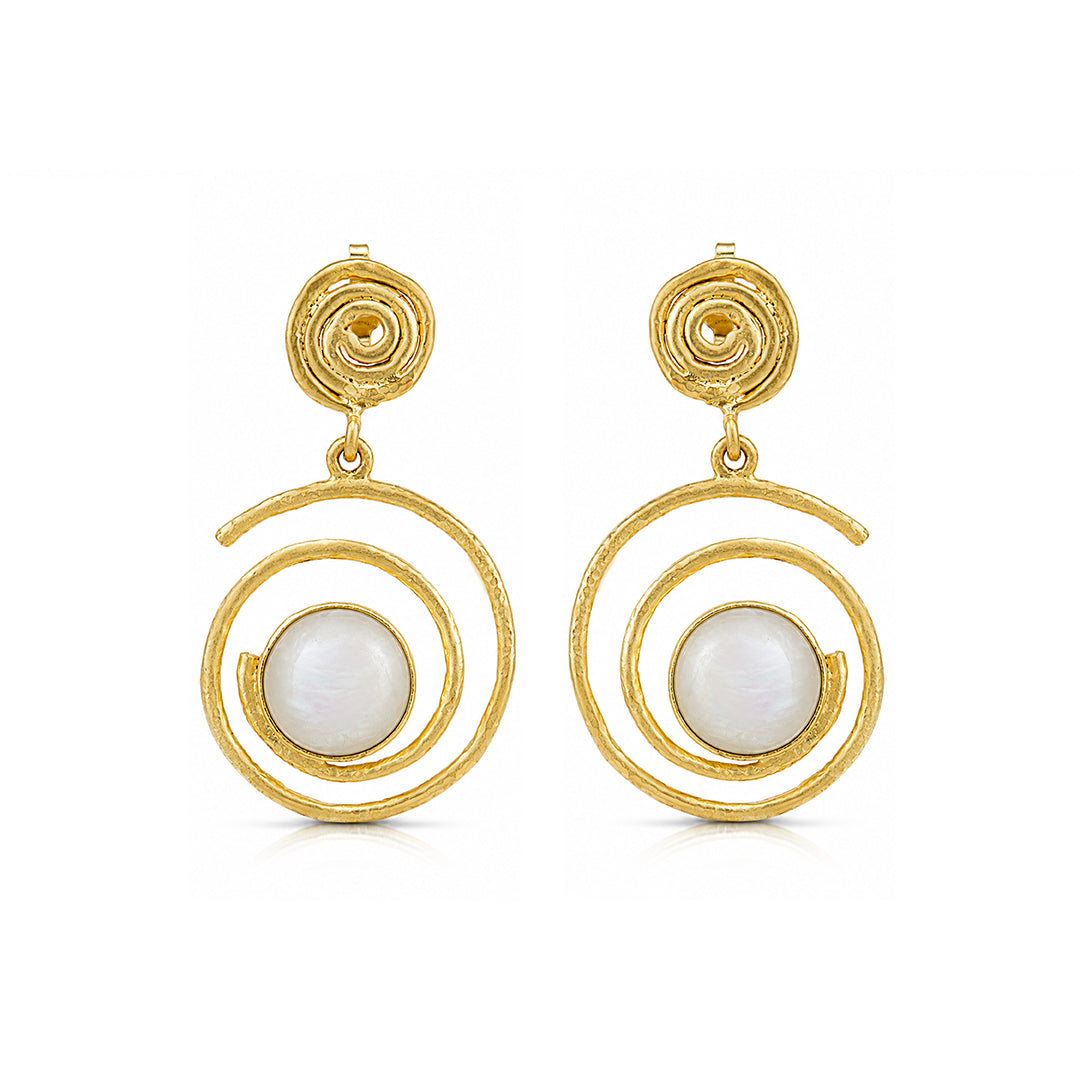 Modern Moonstone Swirl 925 Sterling Silver Earrings