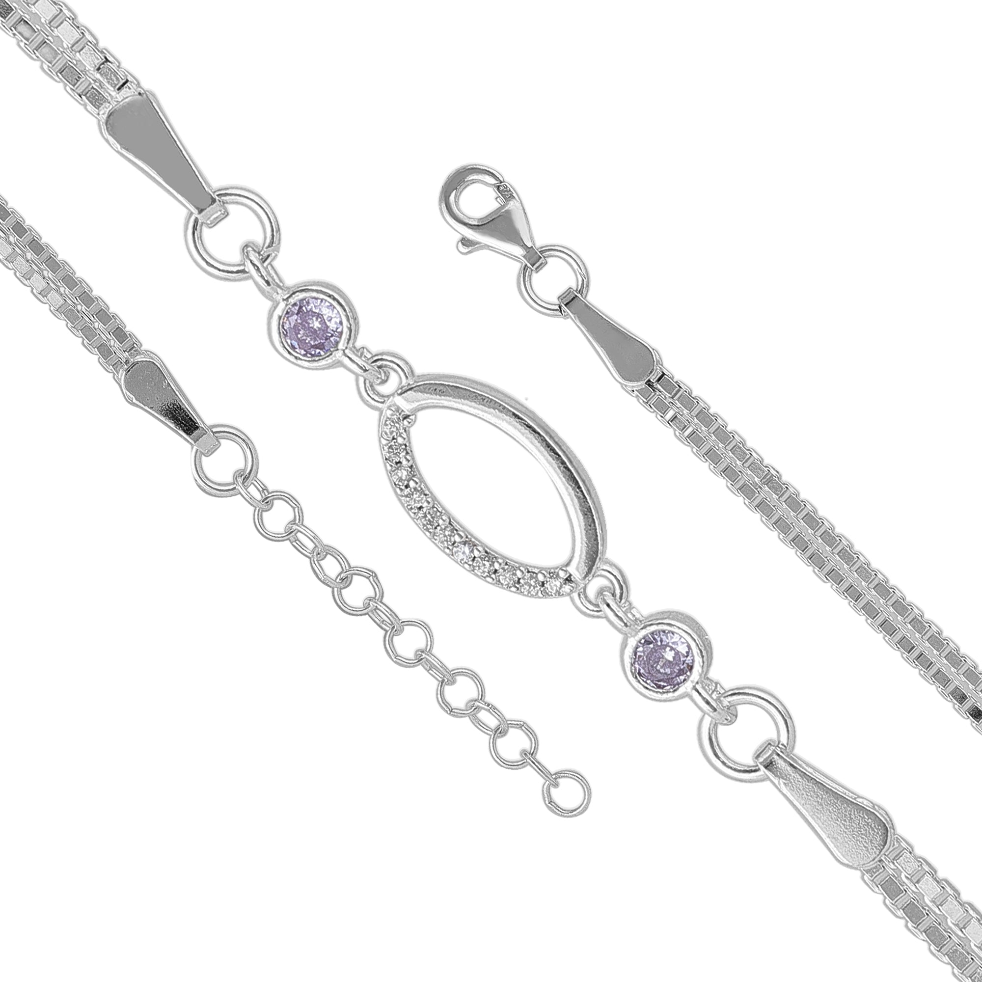 Modern Oval Chain 925 Sterling Silver Bracelet for women
