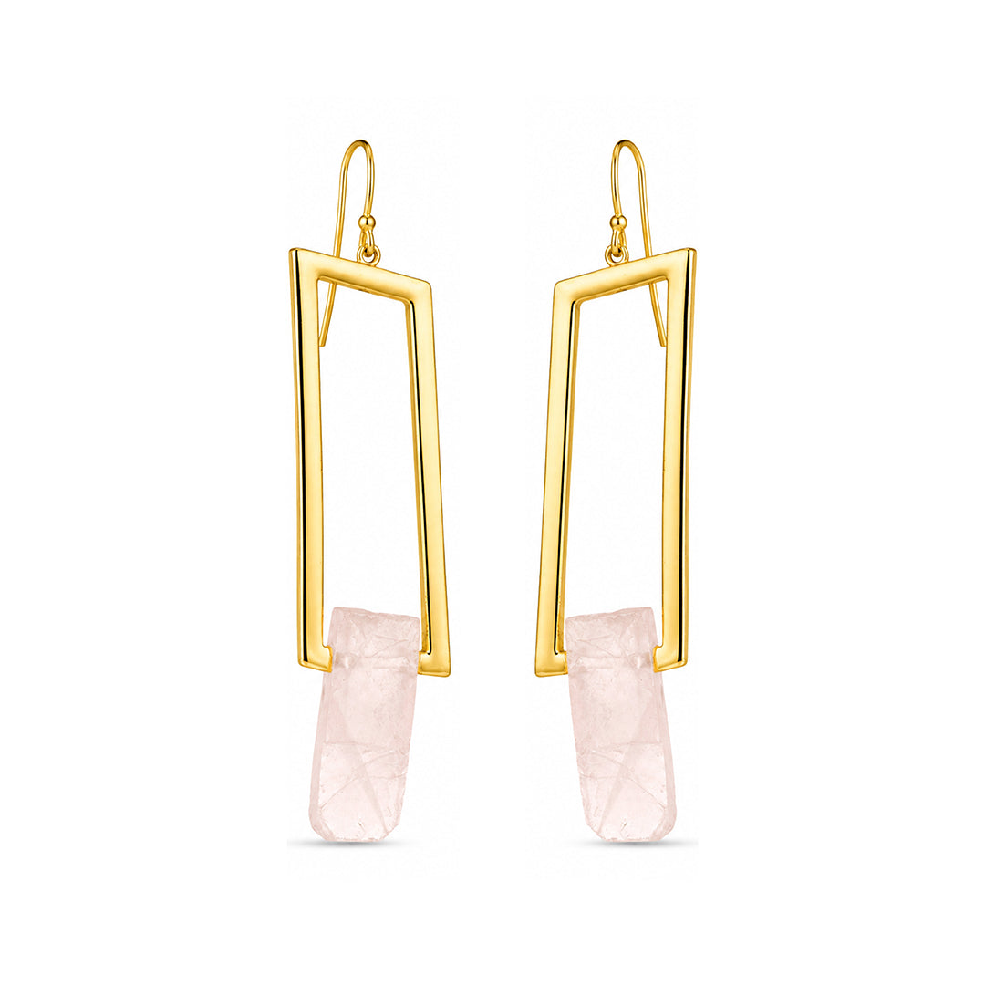 Modern Rectangle 925 Sterling Silver Quartz Drop Earrings