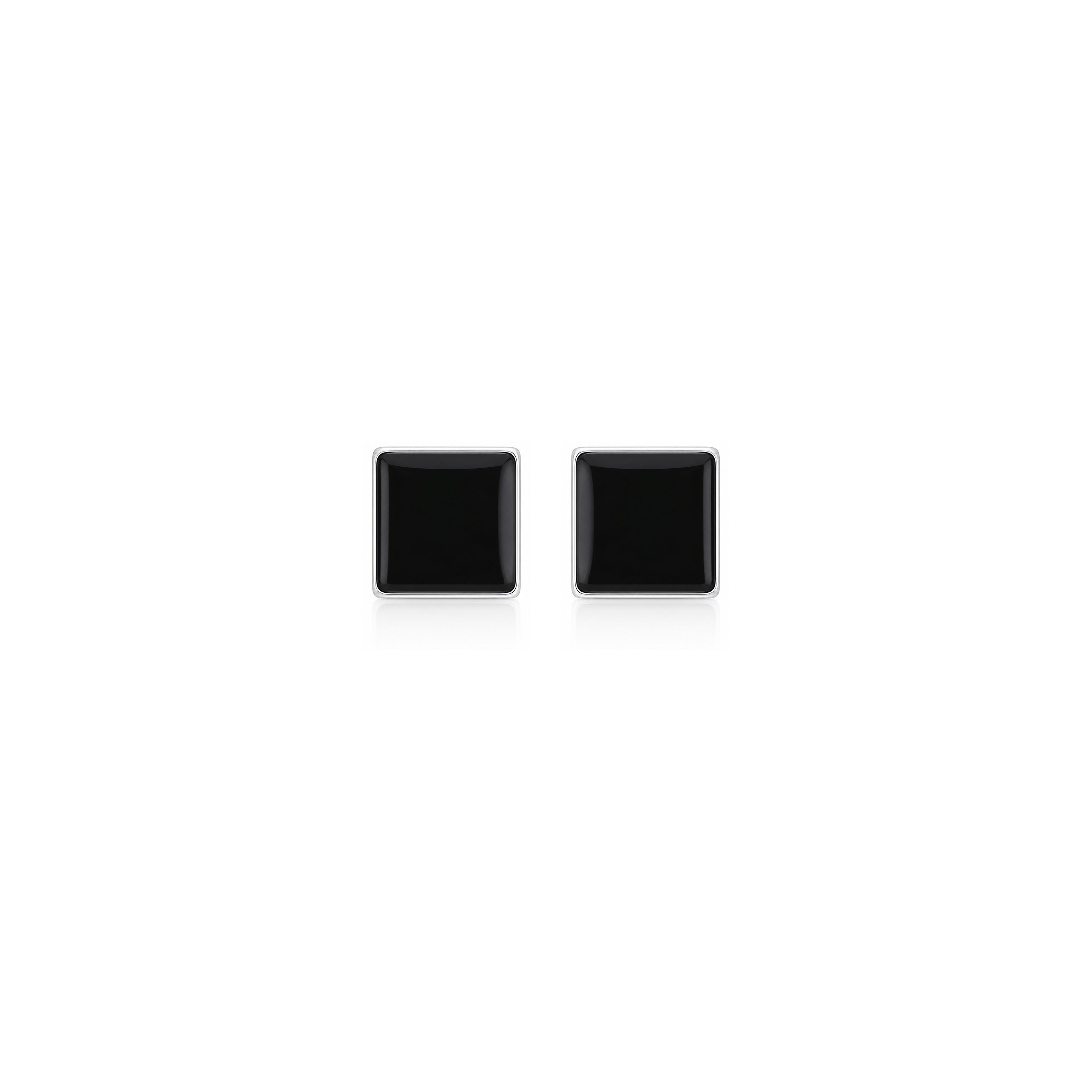 Modern Black Geometry Silver Stud Earrings