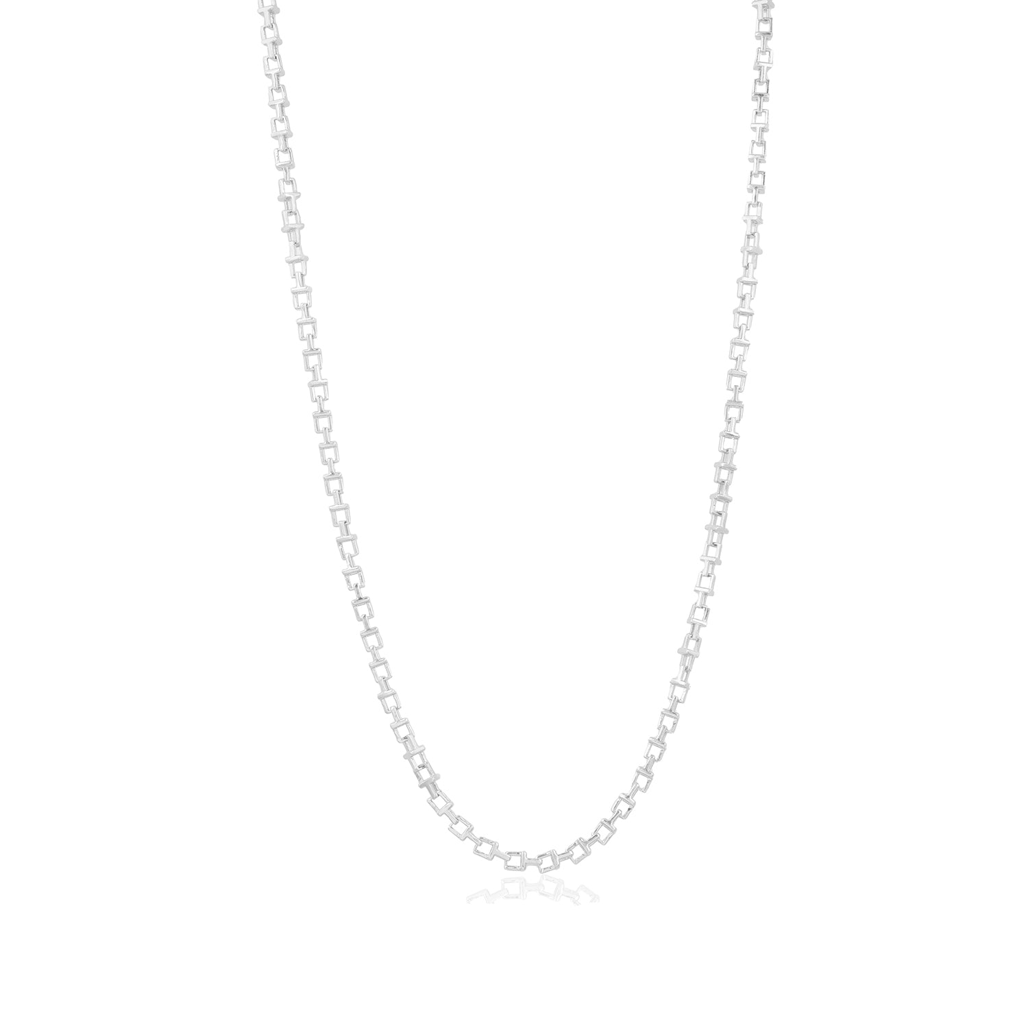 Modern Geometric Precision Square 925 Link Chain