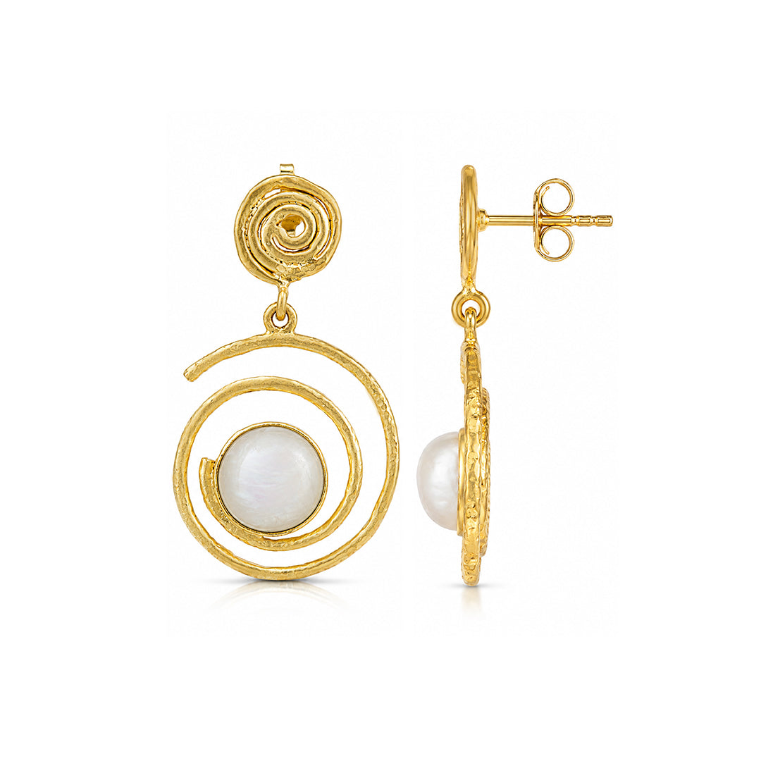 Modern Moonstone Swirl 925 Sterling Silver Earrings