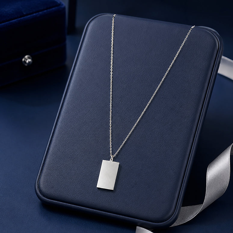 Modern Rectangular Tag 925 Sterling Silver Chain