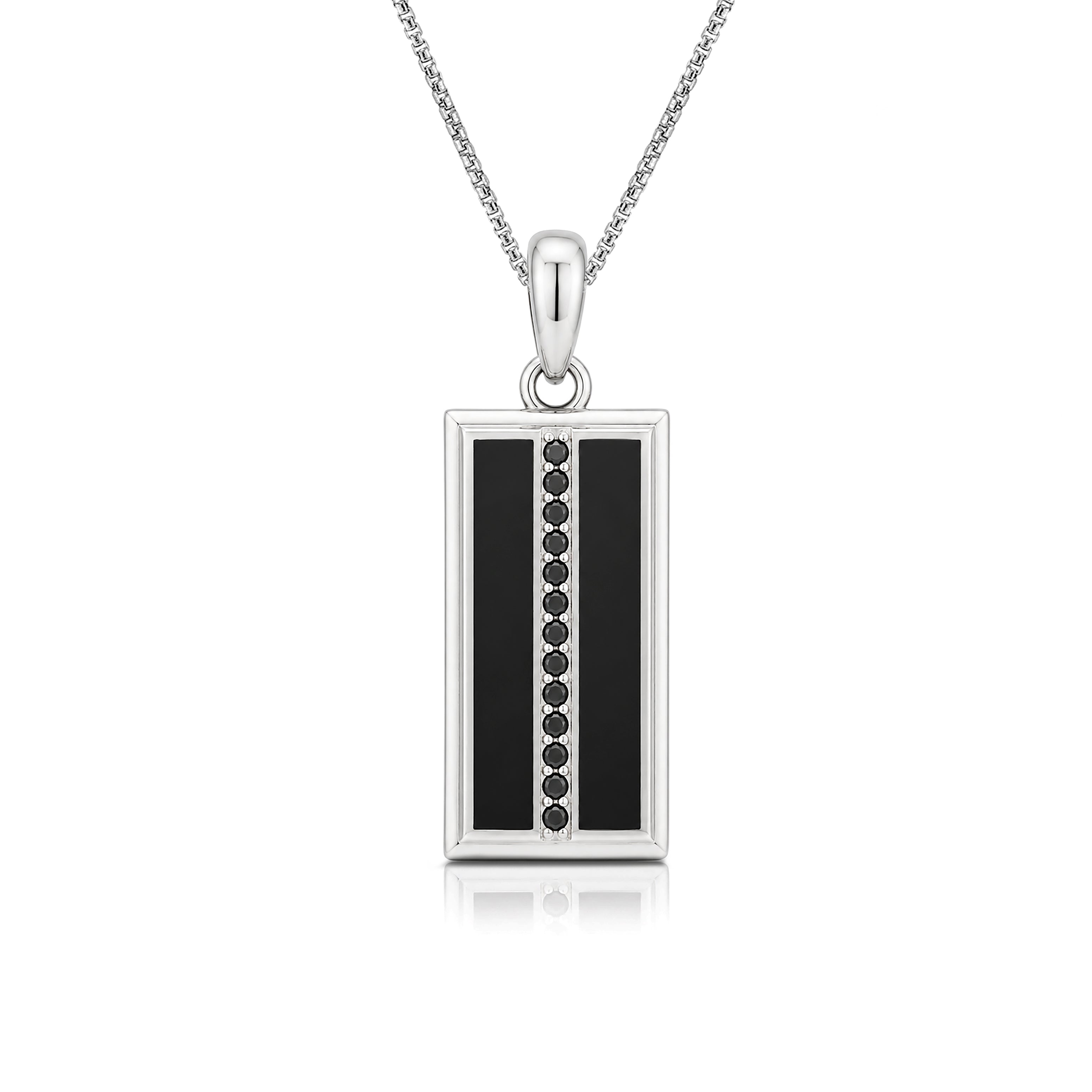 Modernist Rectangle Onyx & Black Crystal Pendant