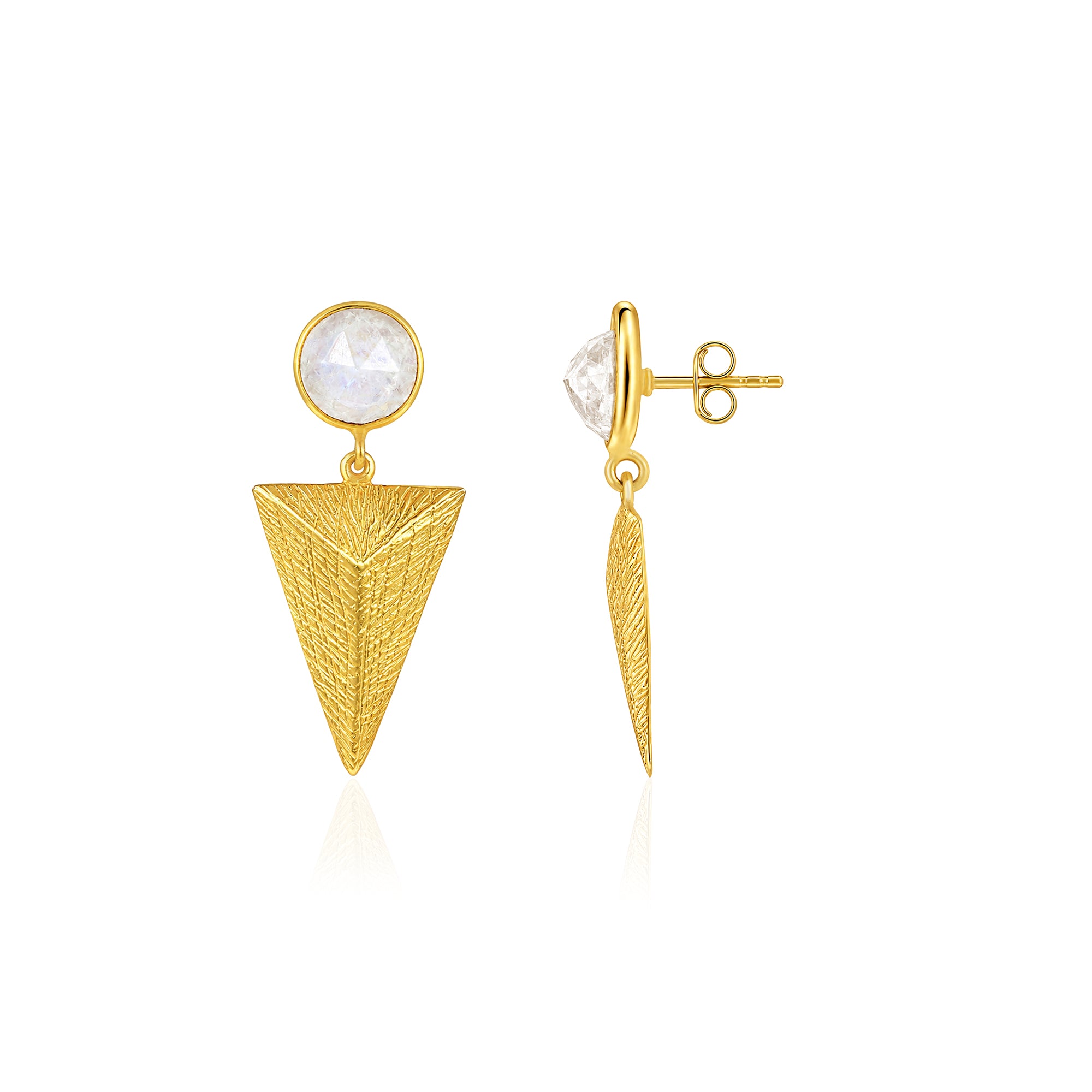 Moonstone Arrow Drop 925 Sterling Silver Statement Earrings