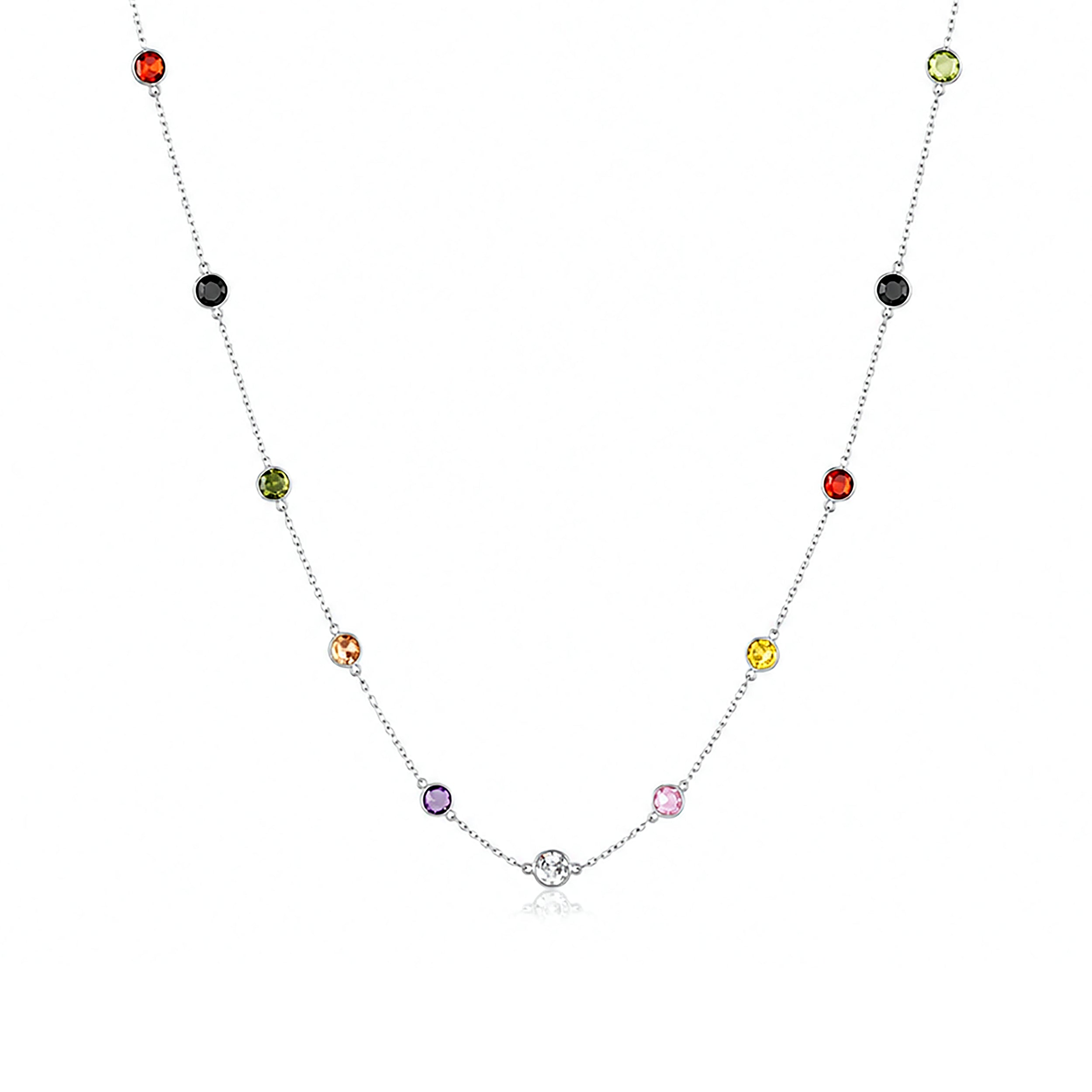 Multicolor Stone Charm 925 Sterling Silver Designer Chain