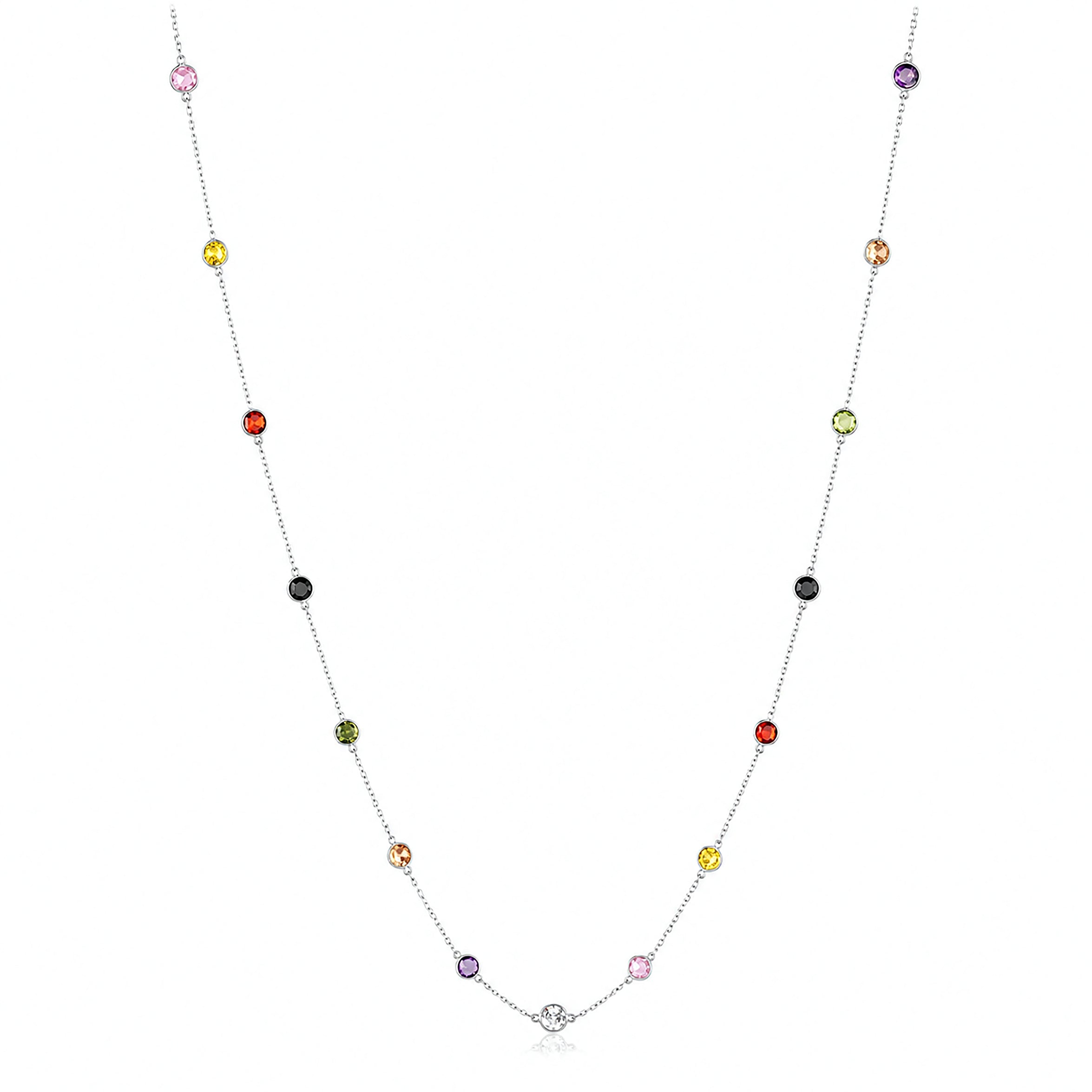 Multicolor Stone Charm 925 Sterling Silver Designer Chain