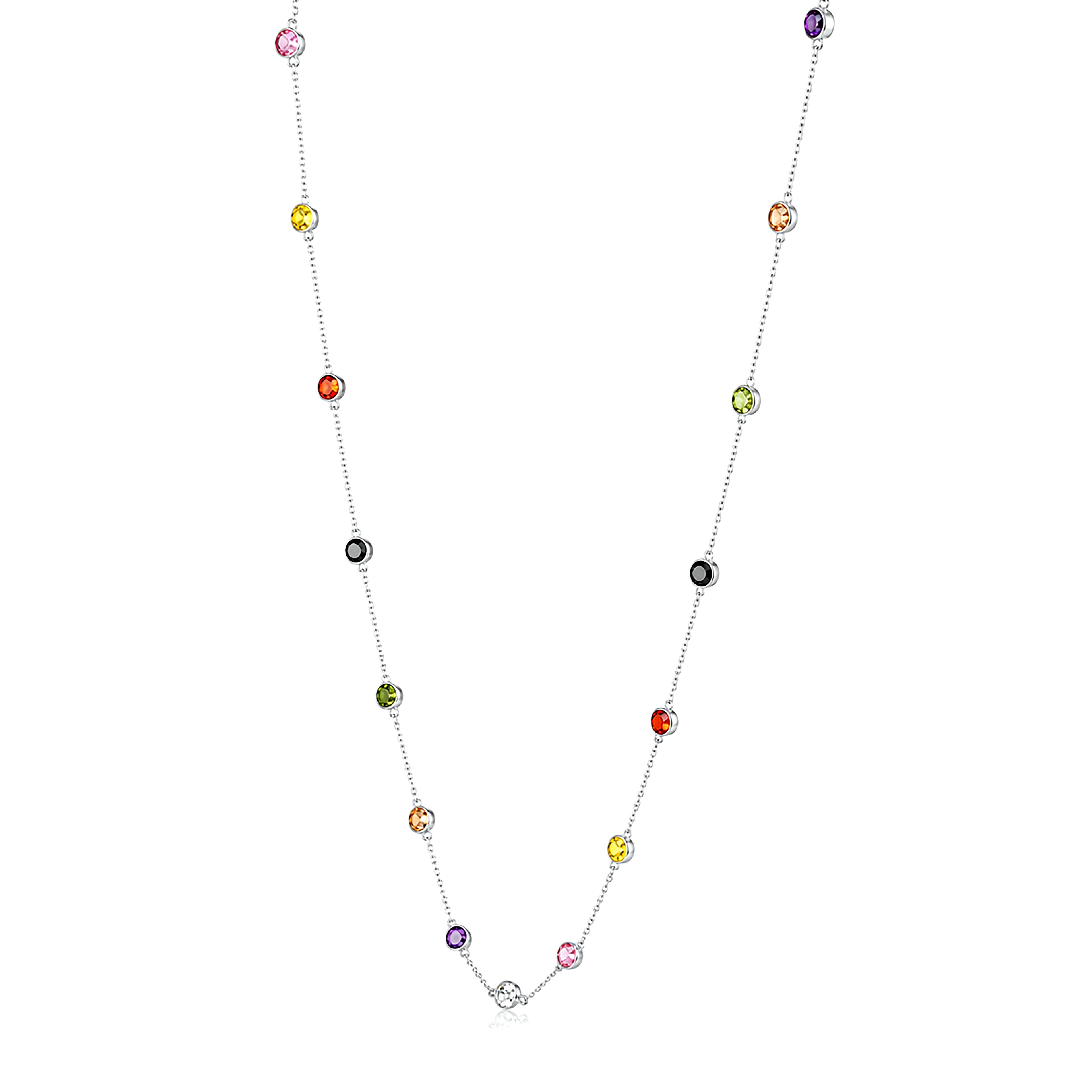 Multicolor Stone Charm 925 Sterling Silver Designer Chain