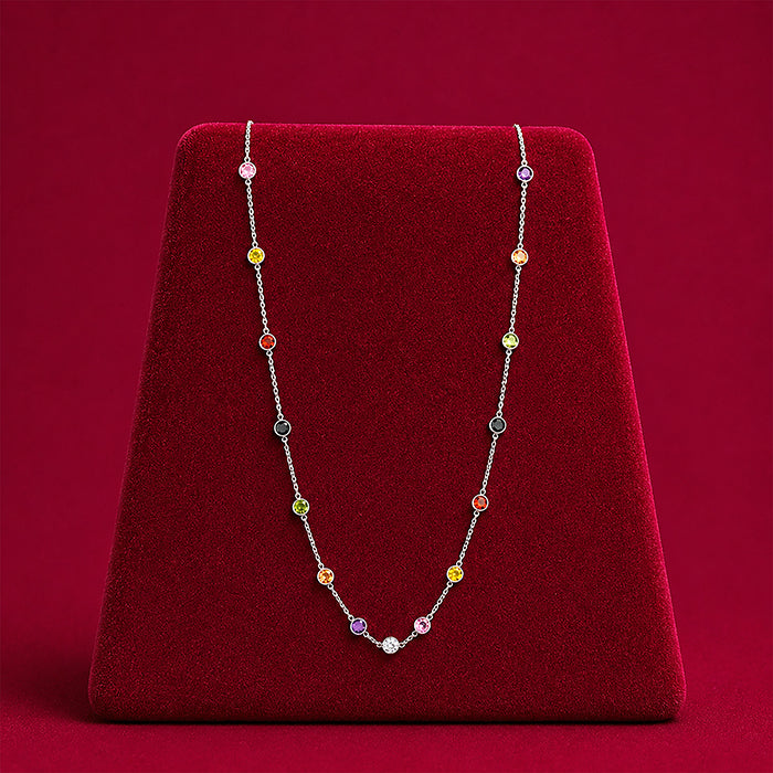 Multicolor Stone Charm 925 Sterling Silver Designer Chain