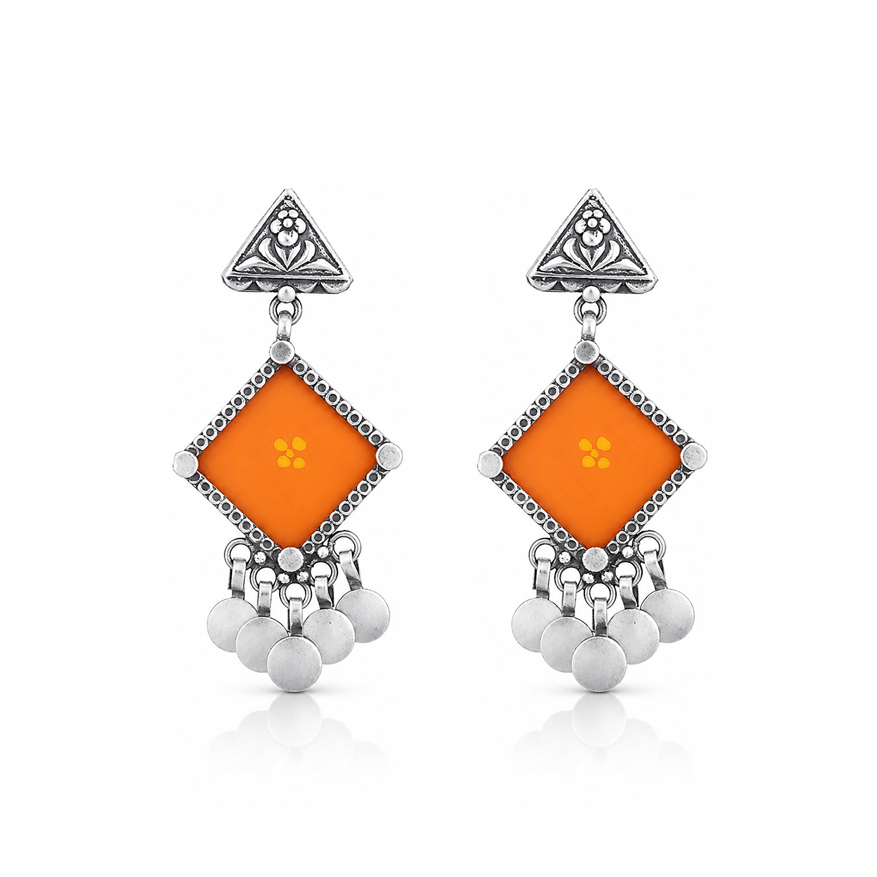 Mustard Tribal Charm 925 Sterling Silver Statement Earring