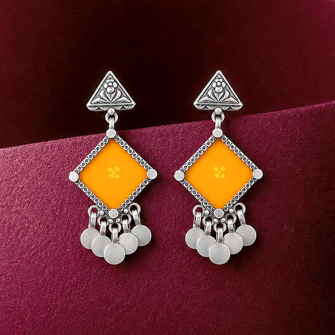 Mustard Tribal Charm 925 Sterling Silver Statement Earring