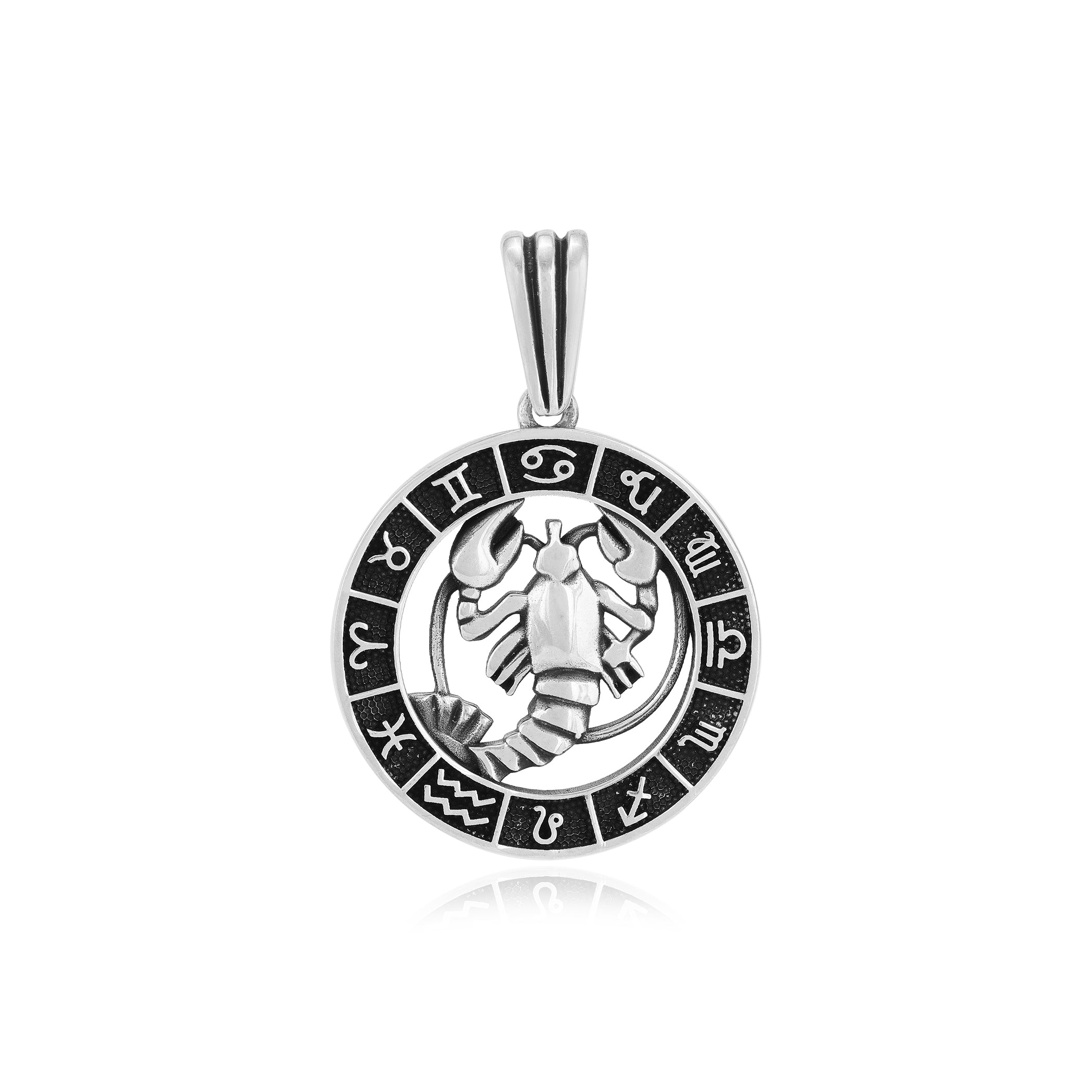 925 Nurturing Cancer Oxidised Zodiac Pendant 1