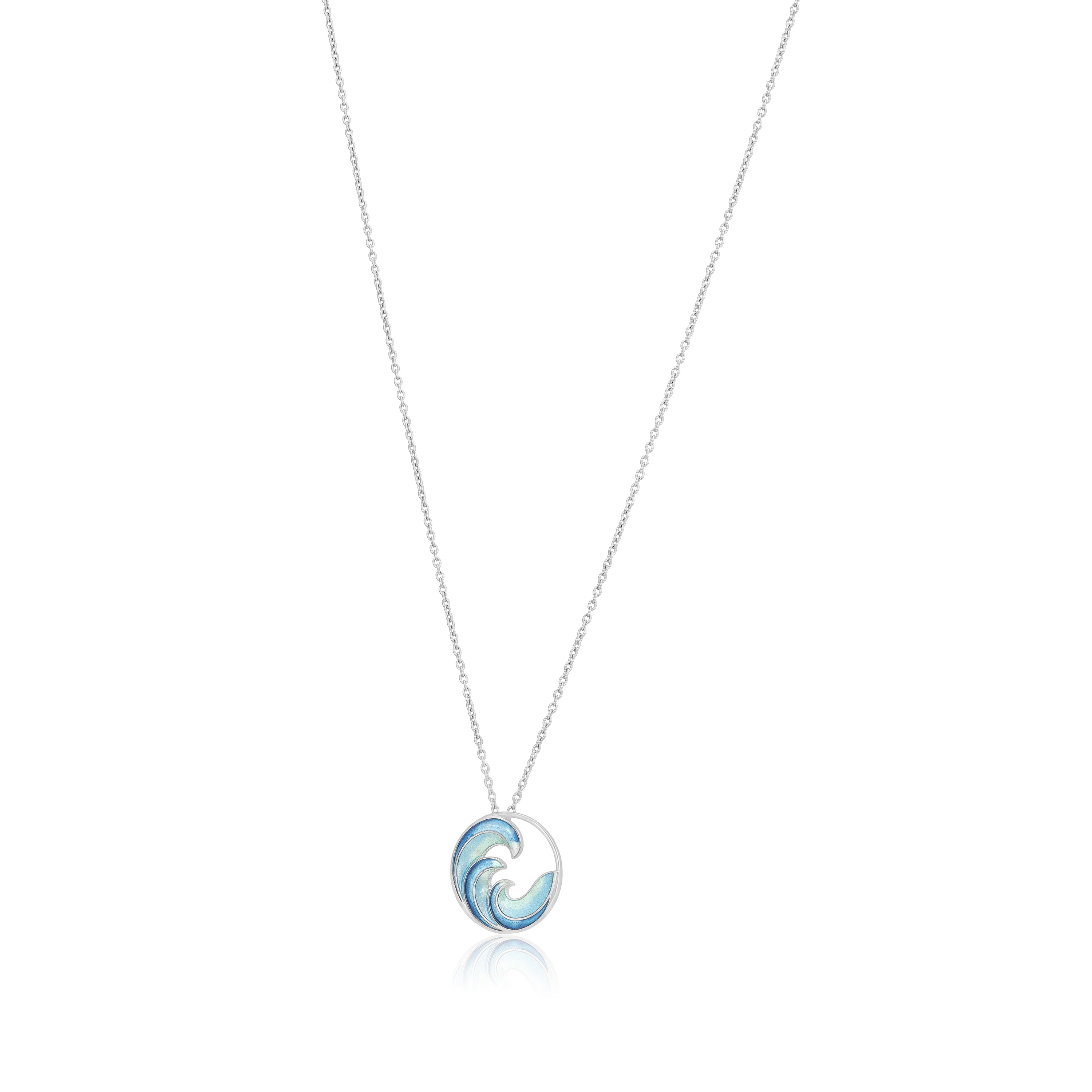 Ocean Breeze Flowing Wave 925 Rhodium Plated Chain Pendants