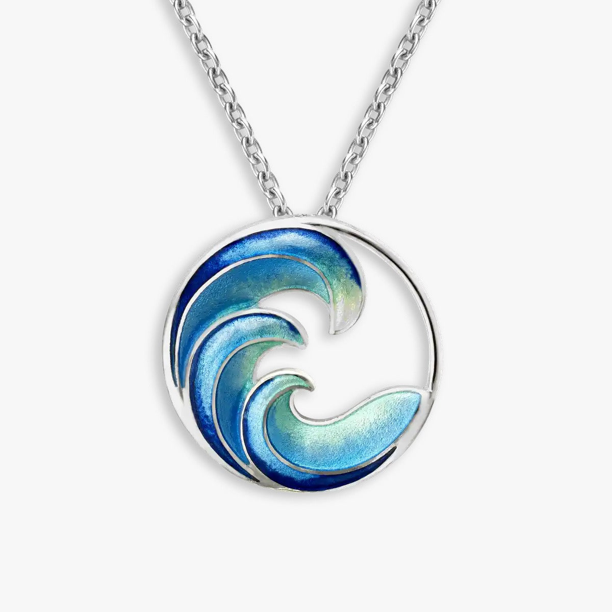 Ocean Breeze Flowing Wave Rhodium Plated Chain Pendants