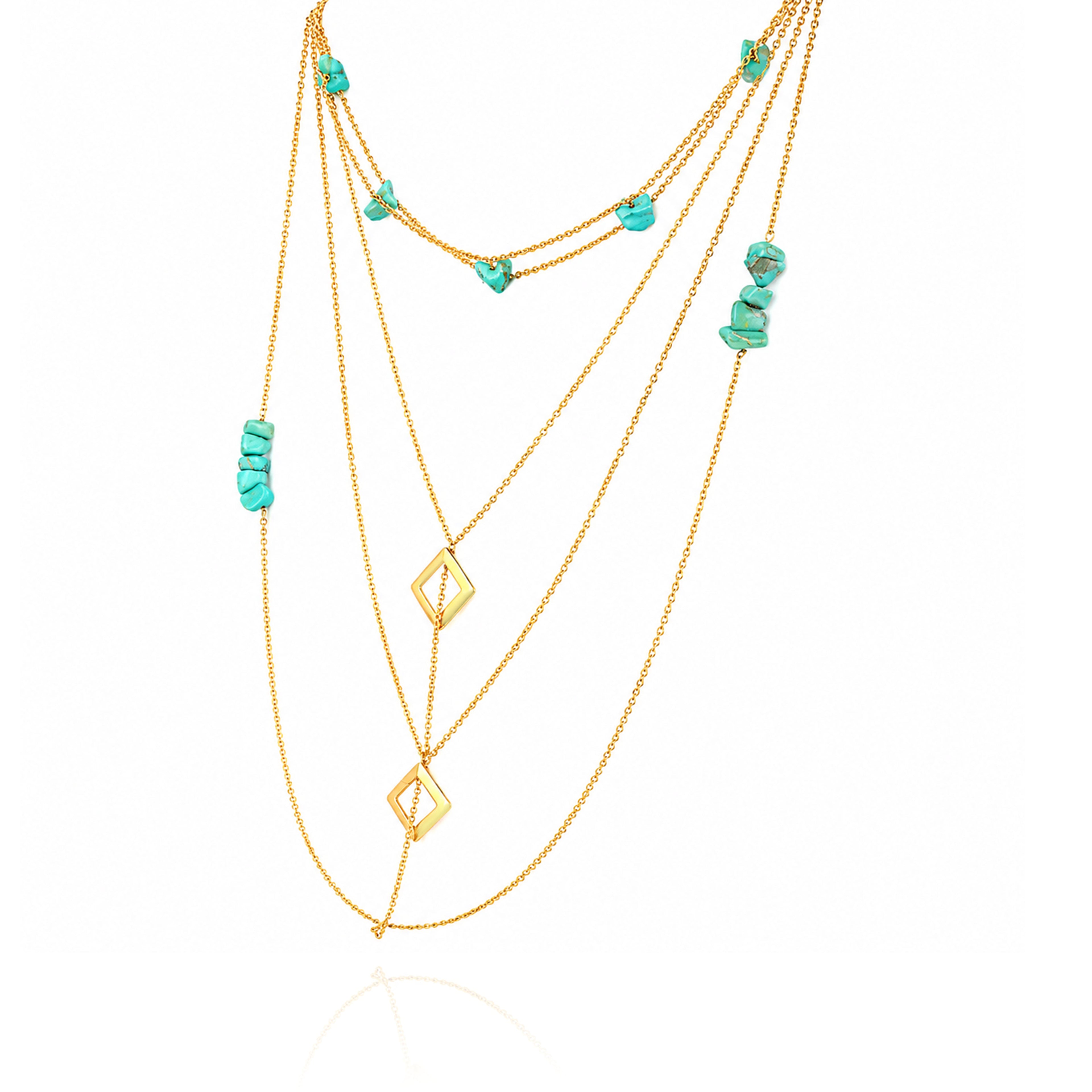 Ocean Stone Cascade Golden Multi Strand Pendant Chain