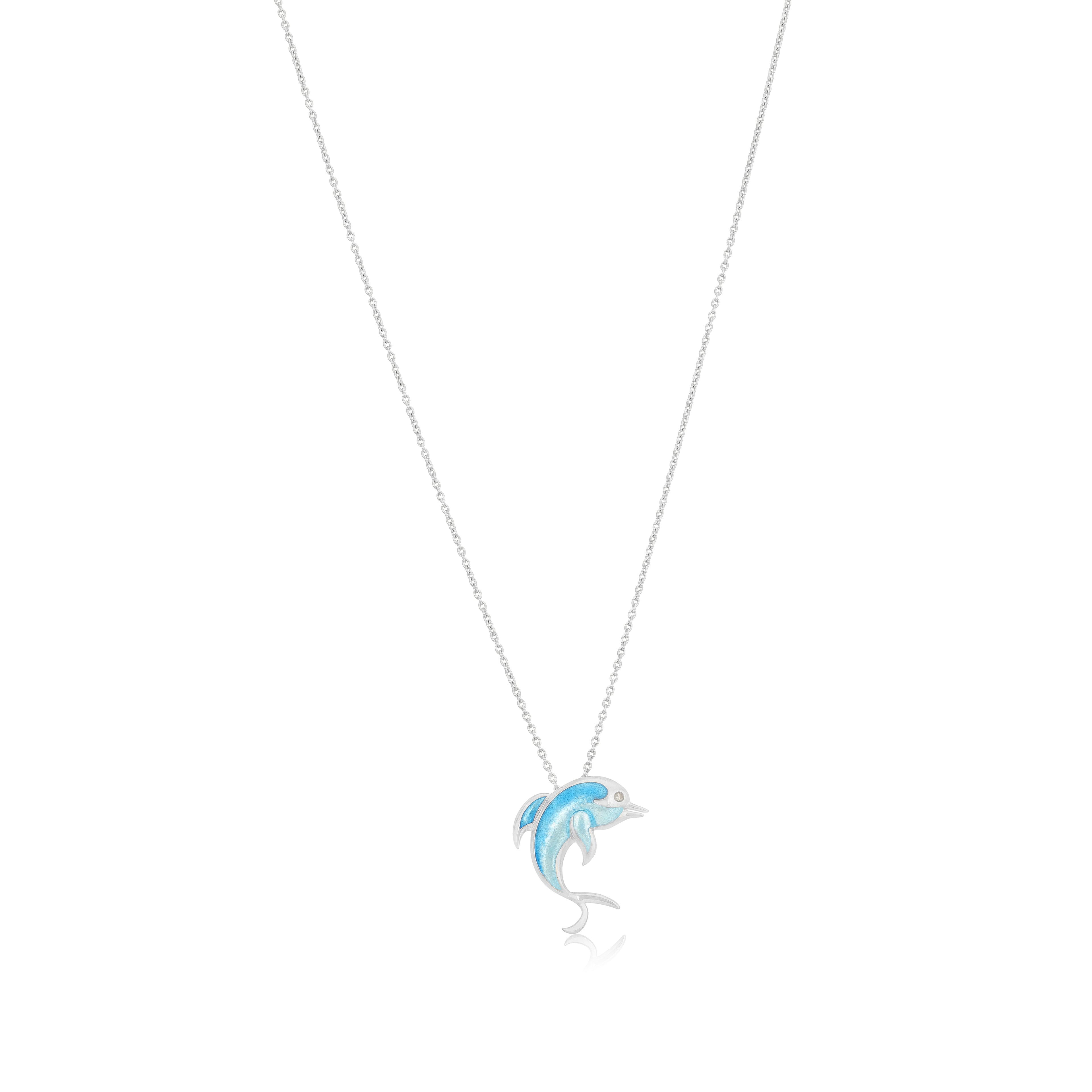 Oceanž ¢s Solitude Dolphin 925 Rhodium Plated Chain Pendants