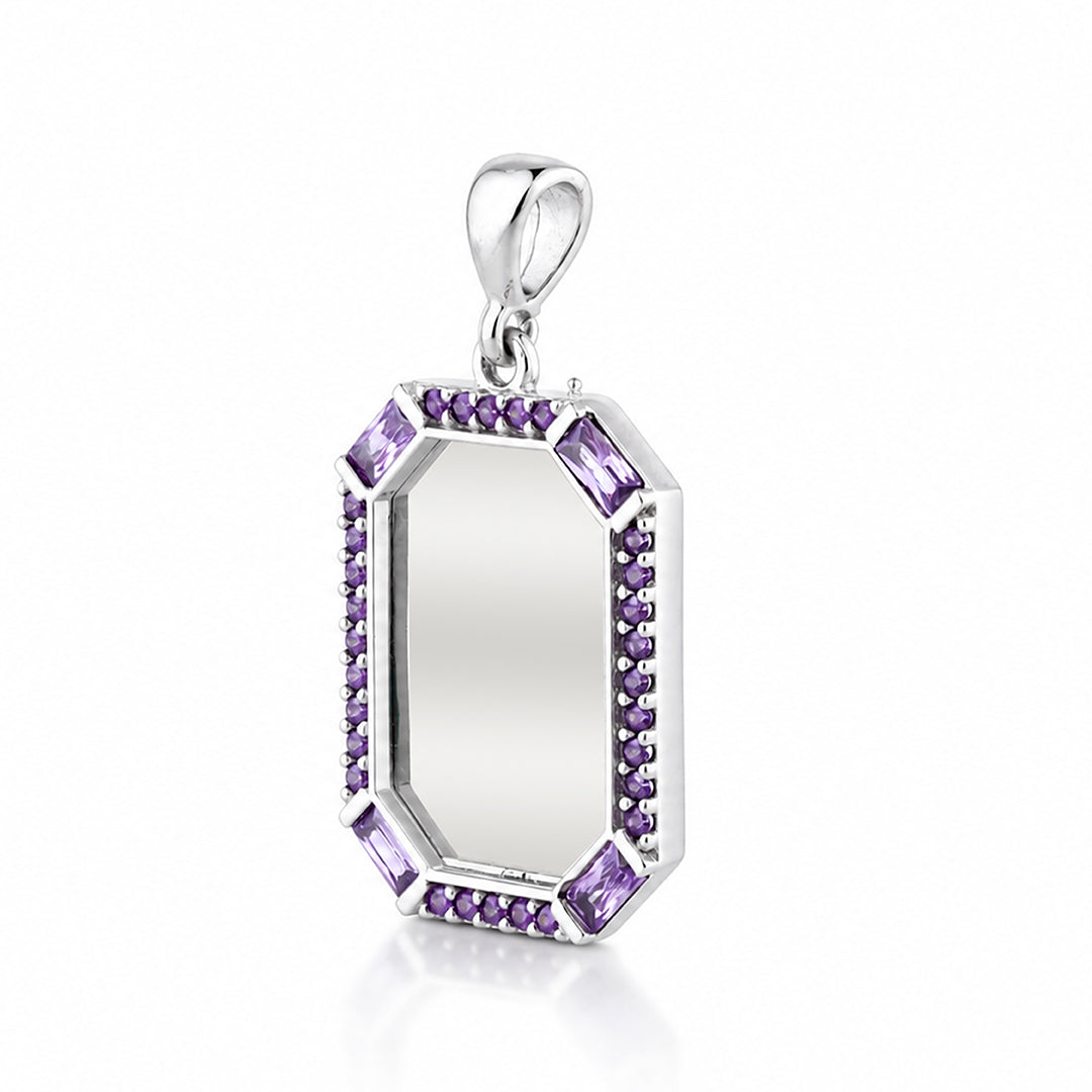 Octagon Halo Sparkle 925 Sterling Silver Personalised Pendant for Men