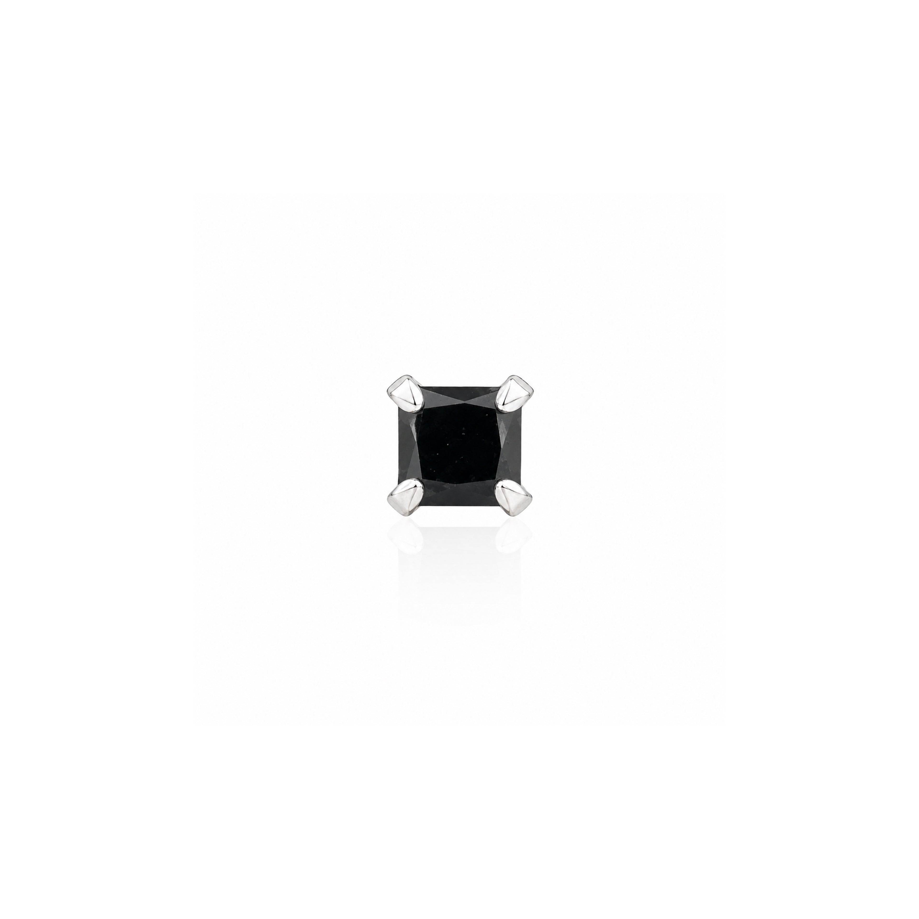 Onyx Princess Cut Black Gemstone Silver Nose Pin