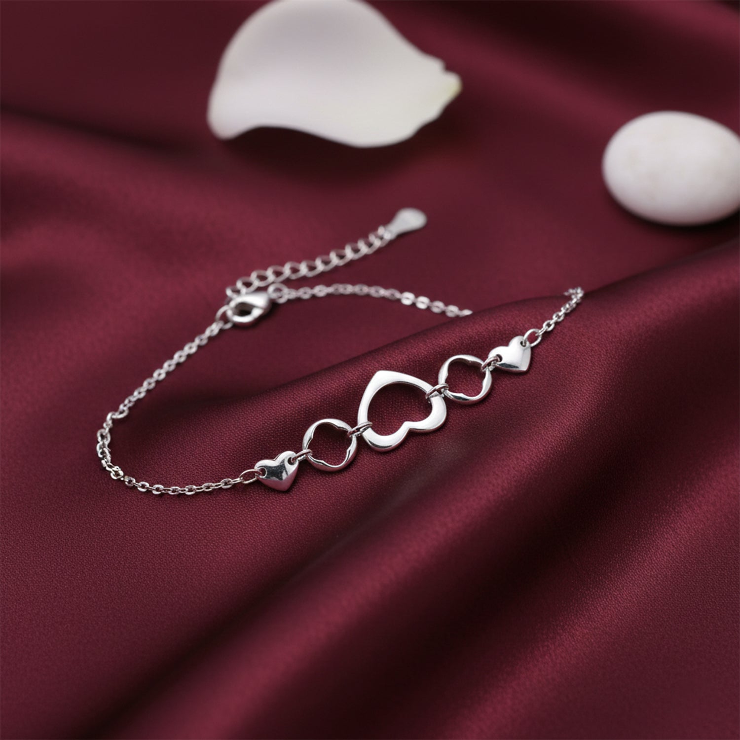 Open Heart Link Silver Bracelet