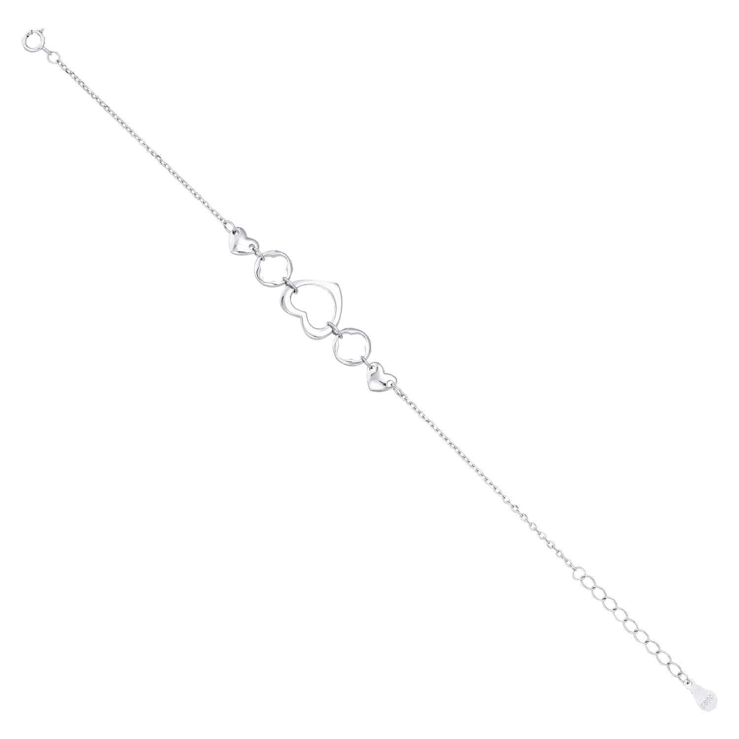 Open Heart Link Silver Bracelet