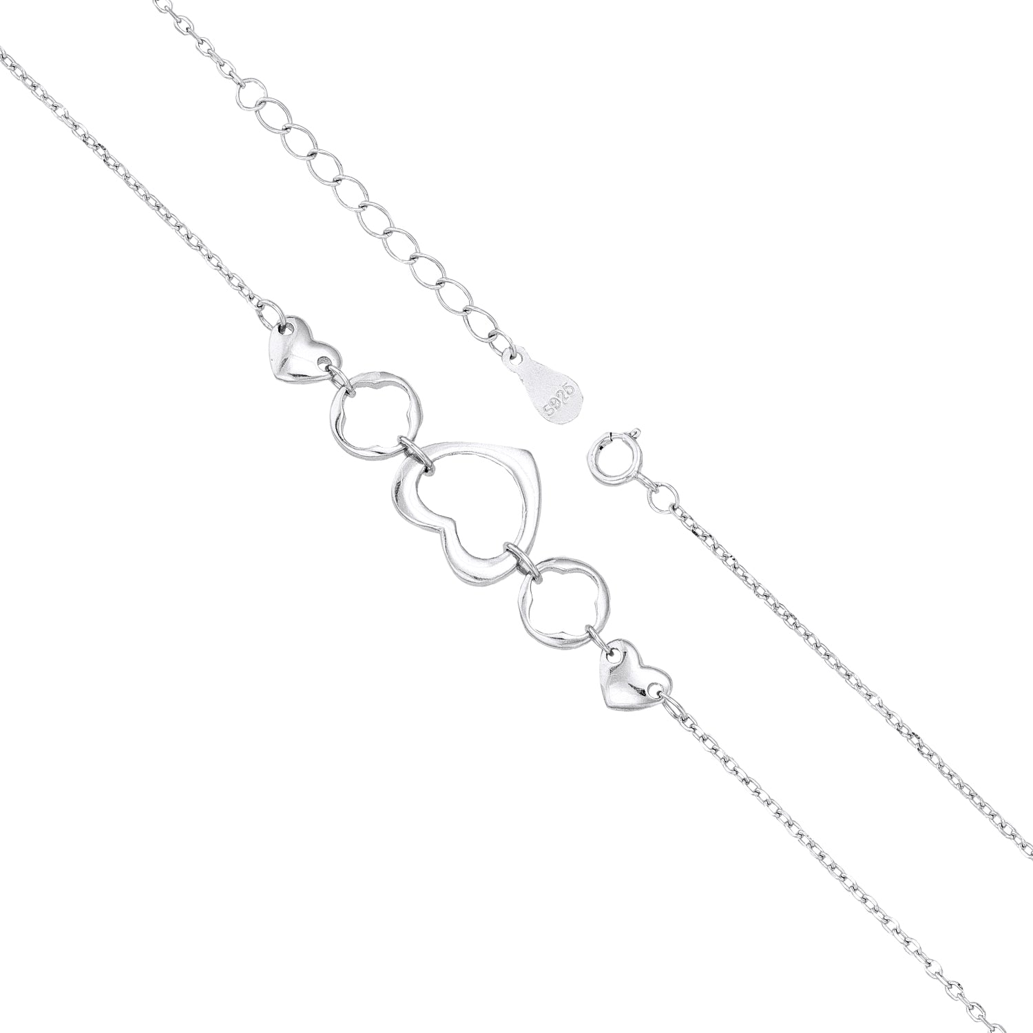 Open Heart Link Silver Bracelet