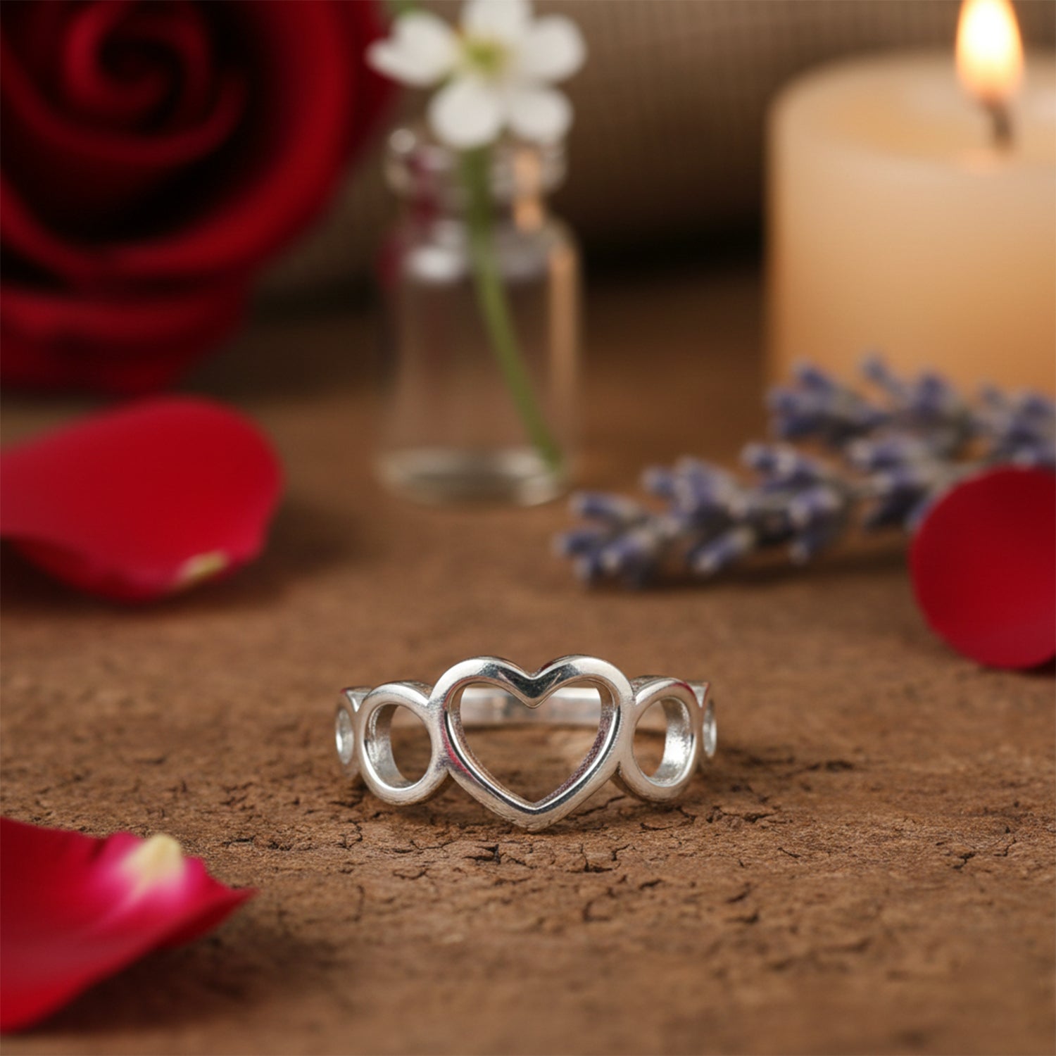 Open Heart Silver Band Ring