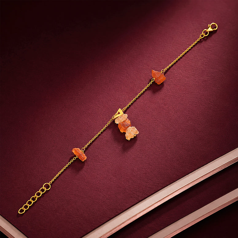 Orange Quartz 925 Sterling Silver Designer Bracelet