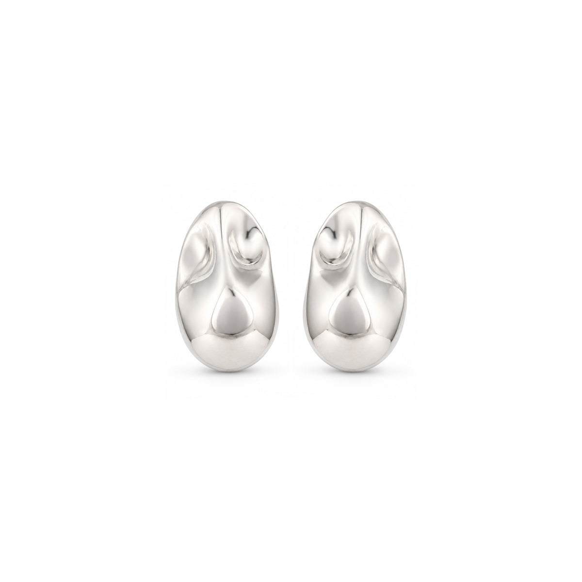 Organic Molten Droplet Silver Earring