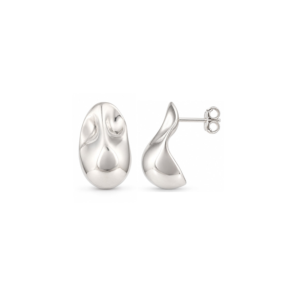 Organic Molten Droplet Silver Earring