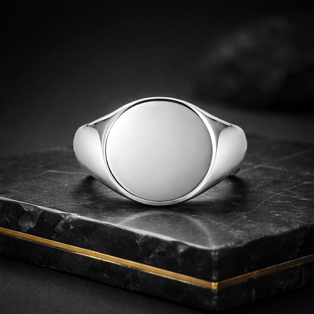 Oval Signet 925 Sterling Silver Engravable Ring for Men