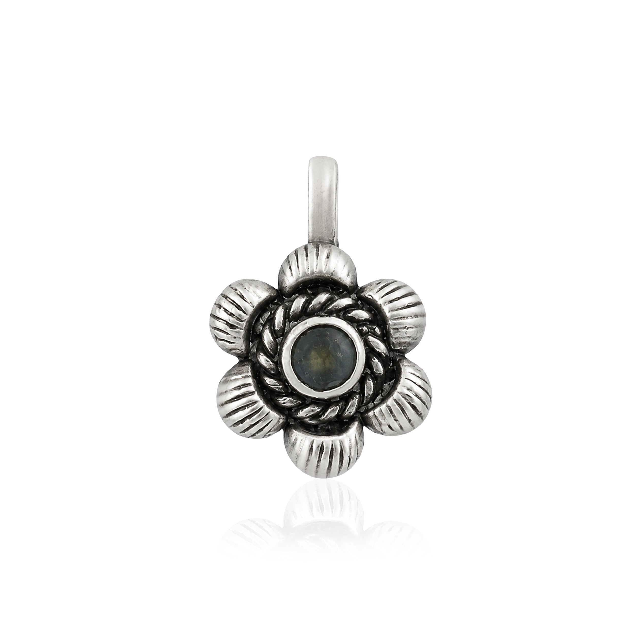 Oxidized Silver Floral Clip On Nose Pin