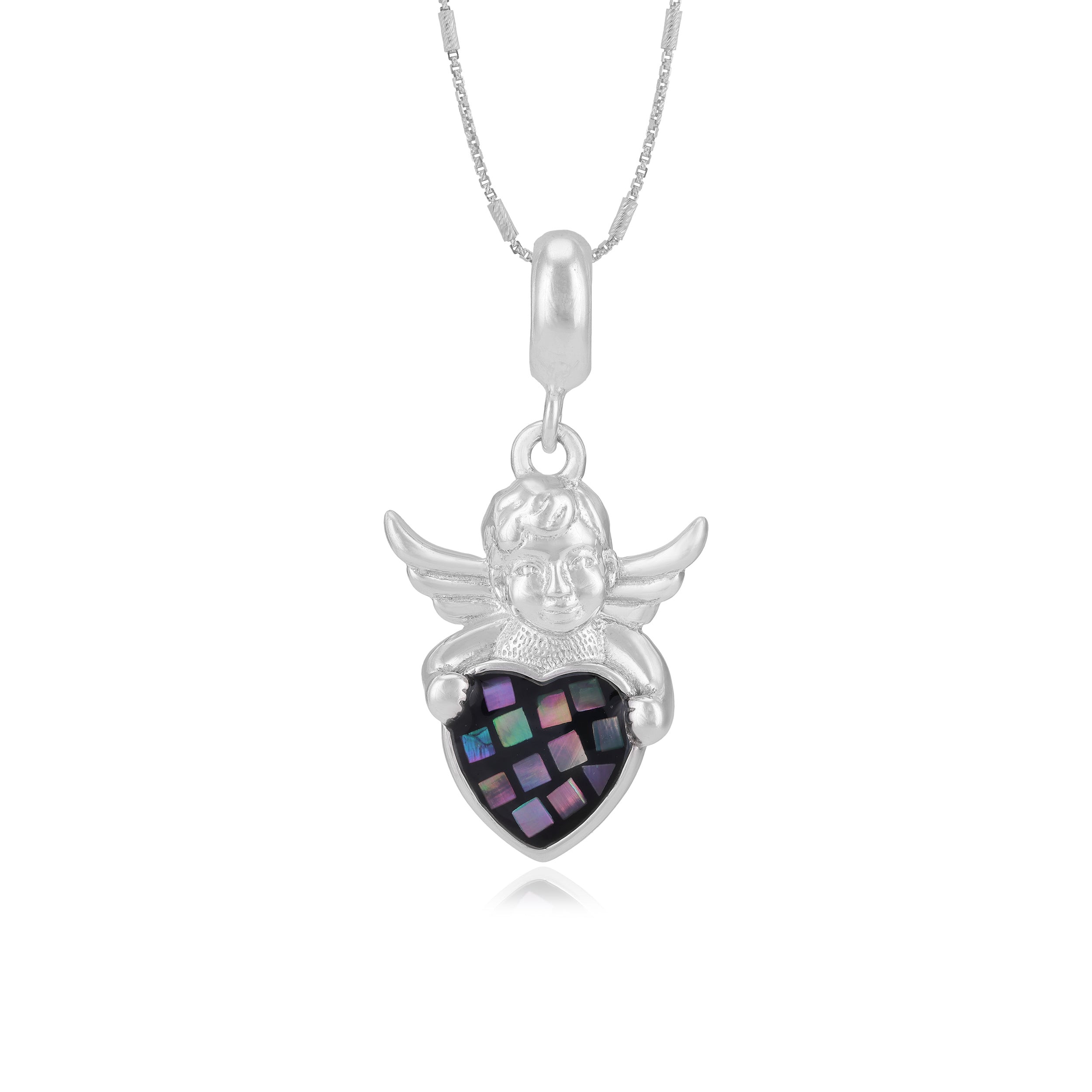 Pandora Angel 925 Rhodium Plated Mossaic Heart Pendants