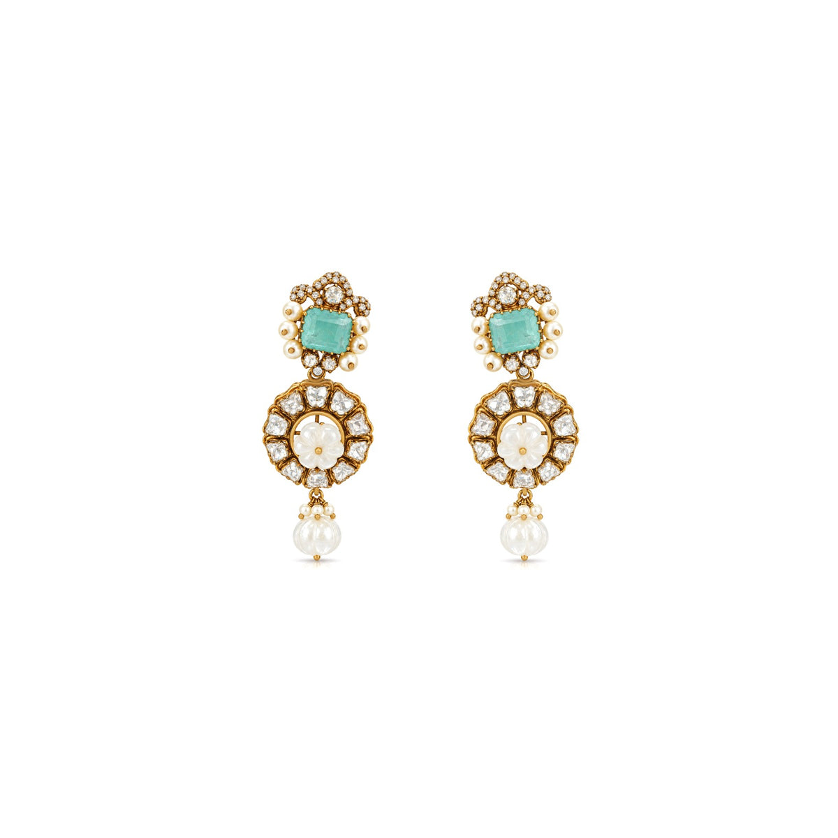 Pastel Bloom Silver Pearl Drop Earrings