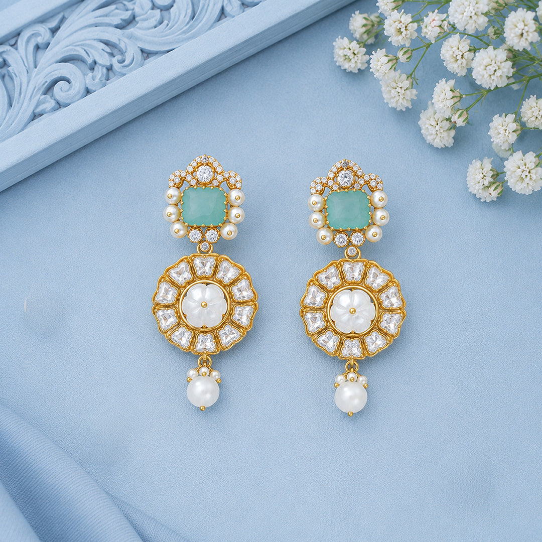 Pastel Bloom Silver Pearl Drop Earrings