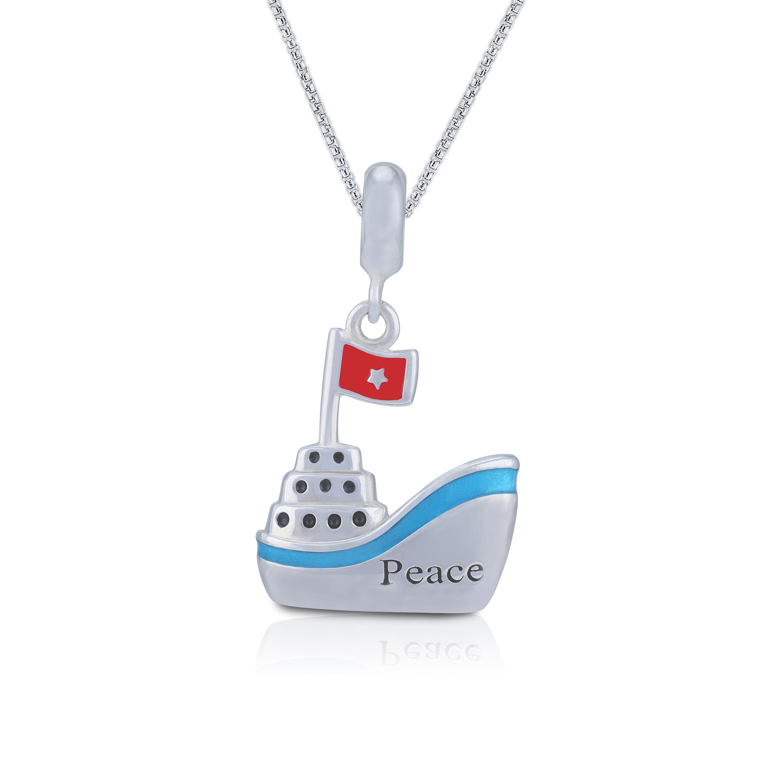 Peaceful Voyage 925 Sterling Silver Ocean Boat Pendant