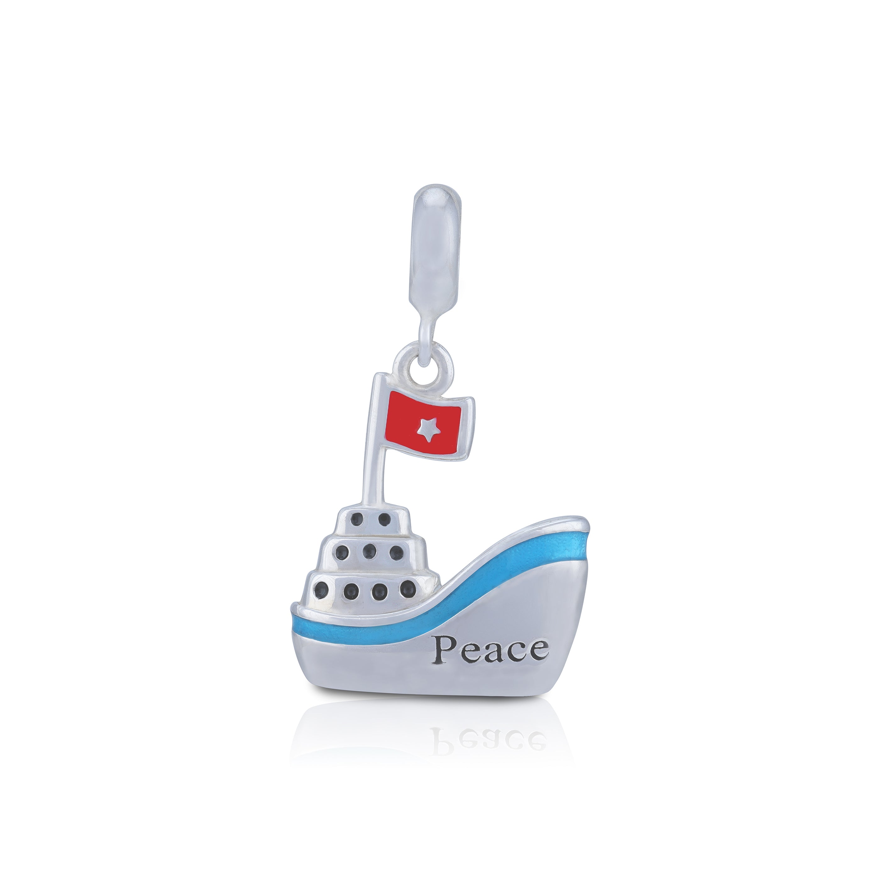 Peaceful Voyage 925 Sterling Silver Ocean Boat Pendant