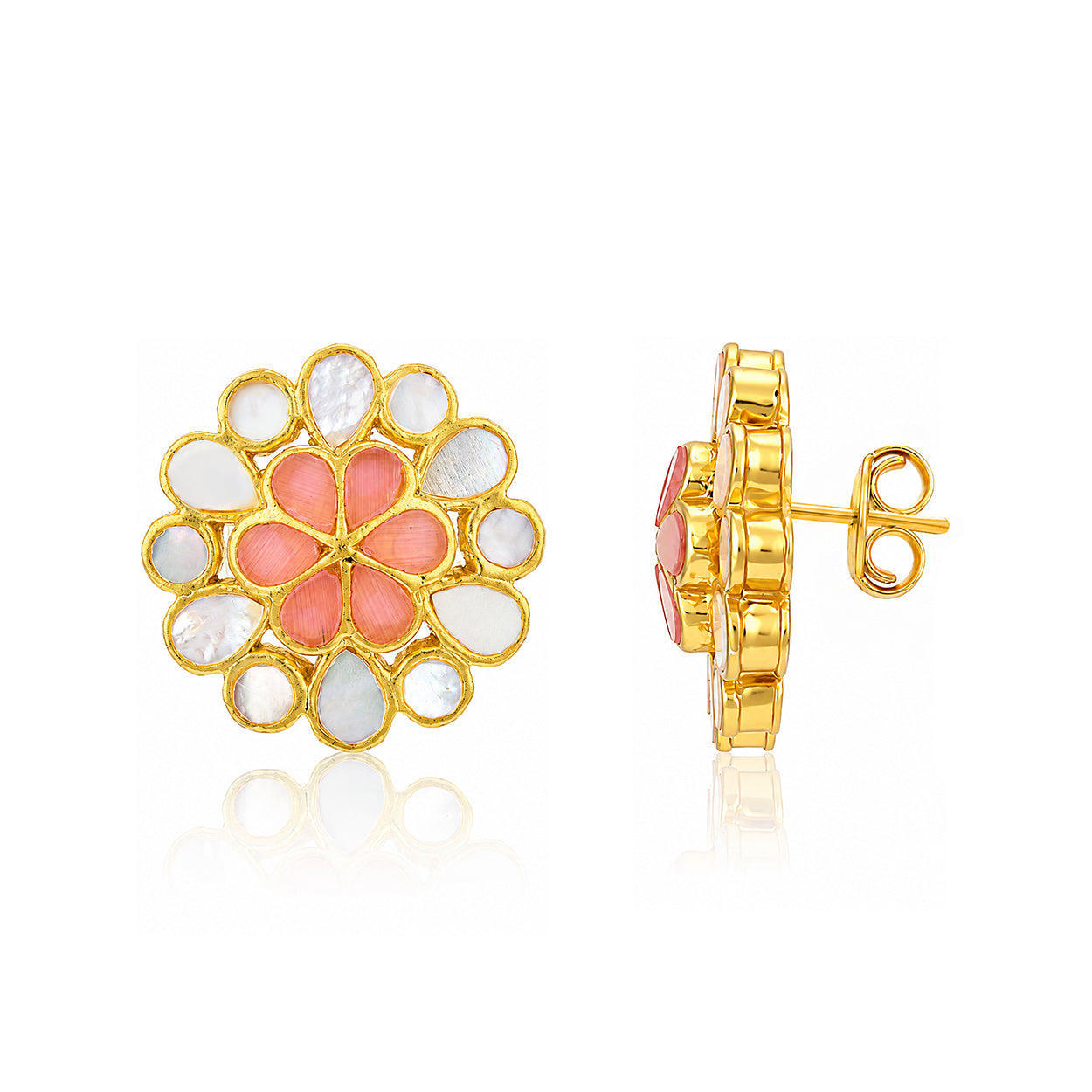 Peach Blossom 925 Sterling Silver Pearl Stud Earrings