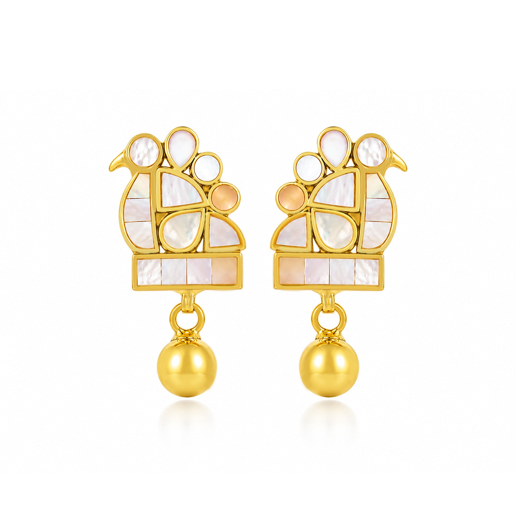 Peacock 925 Sterling Silver Golden Drop Earrings