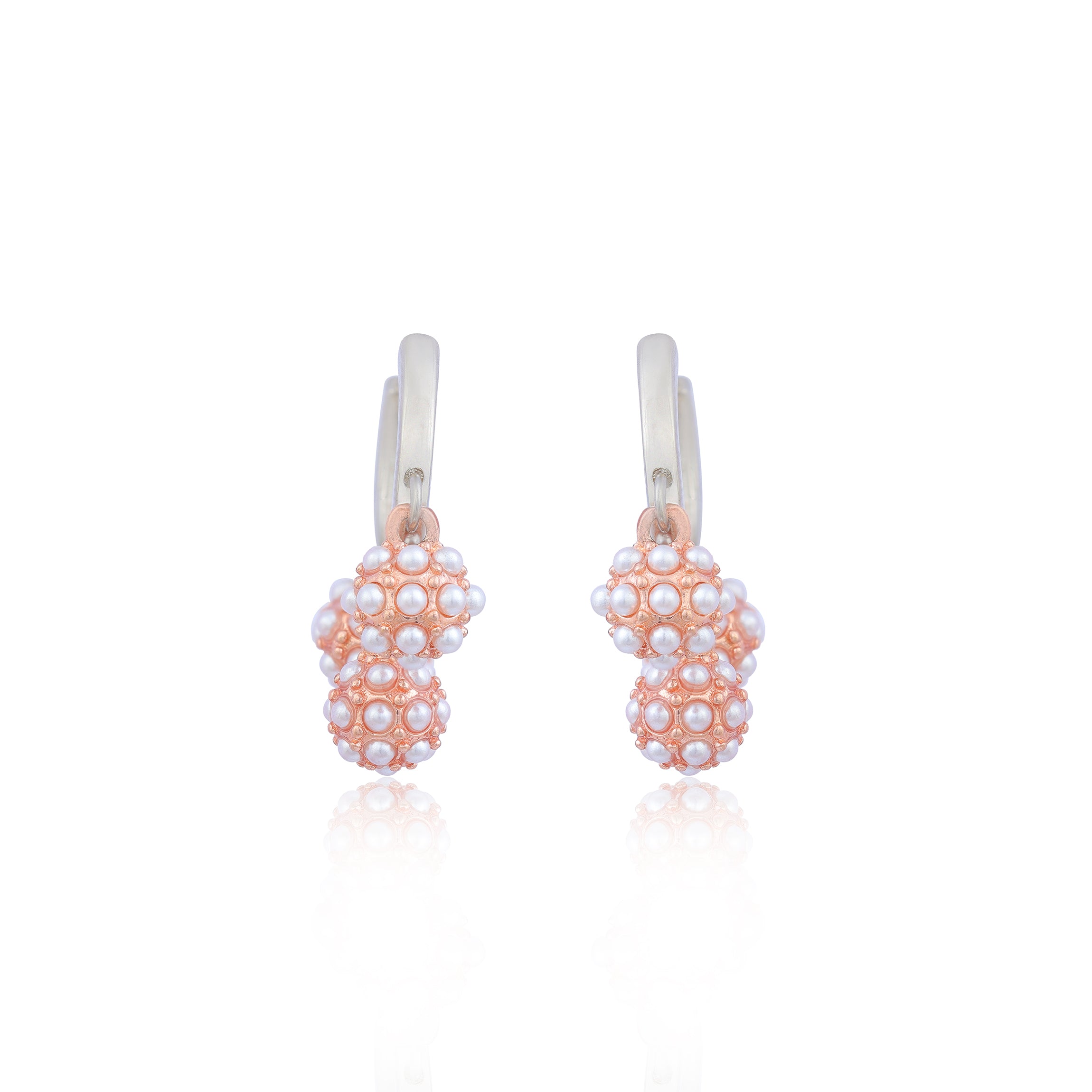 Pearl Orb Dual Tone 925 Shine Earring