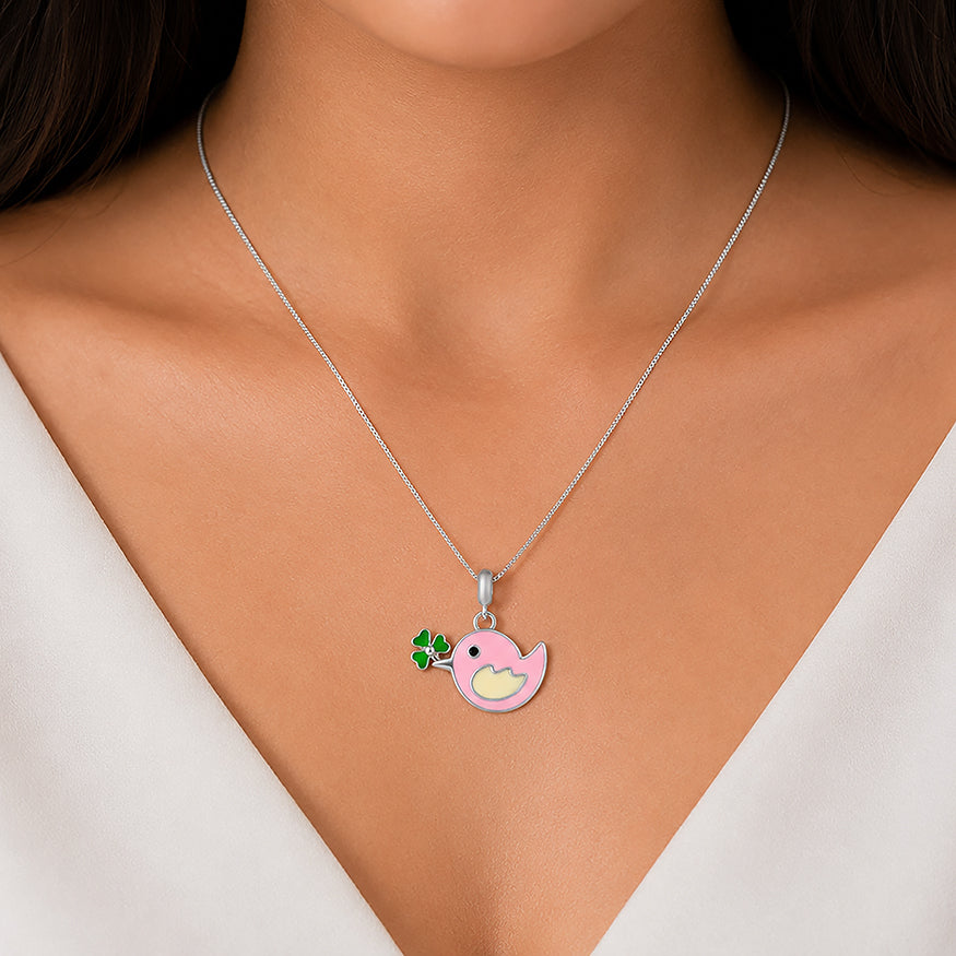 Pink Chirp 925 Sterling Silver Cute Pendant