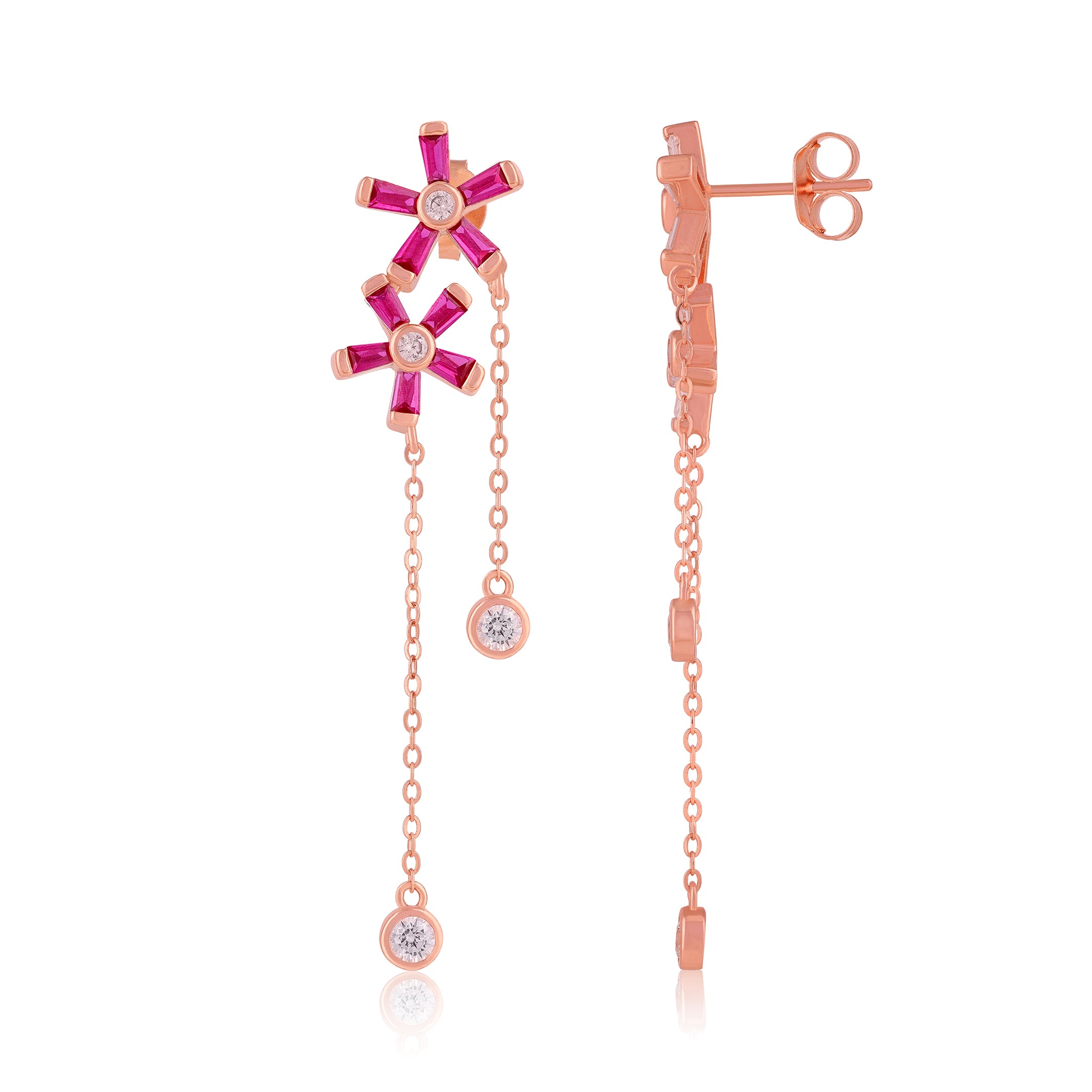 Pink Radiance 925 Sterling Silver Floral Earring for Women